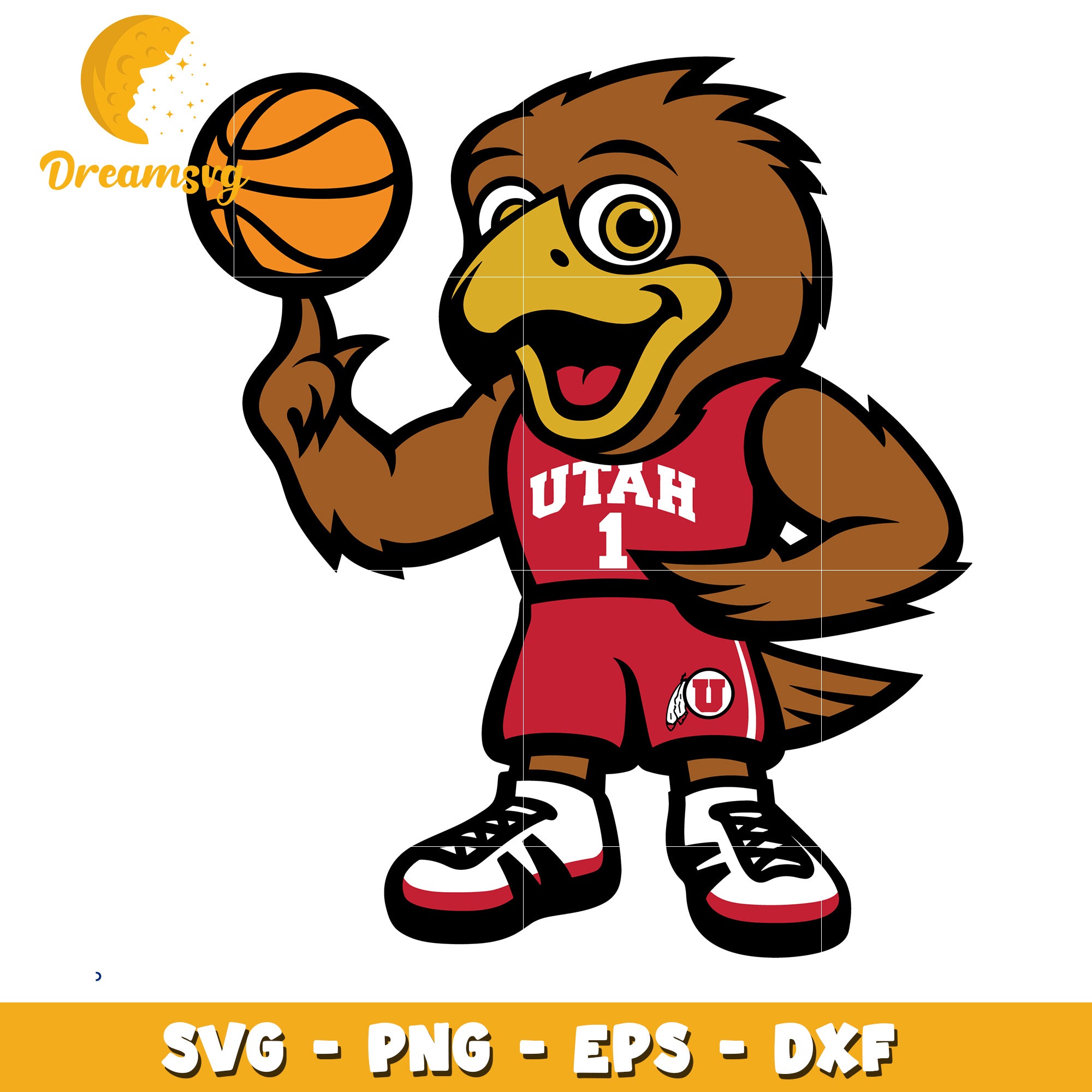 Utah Utes Mascot Basketball SVG PNG EPS DXF