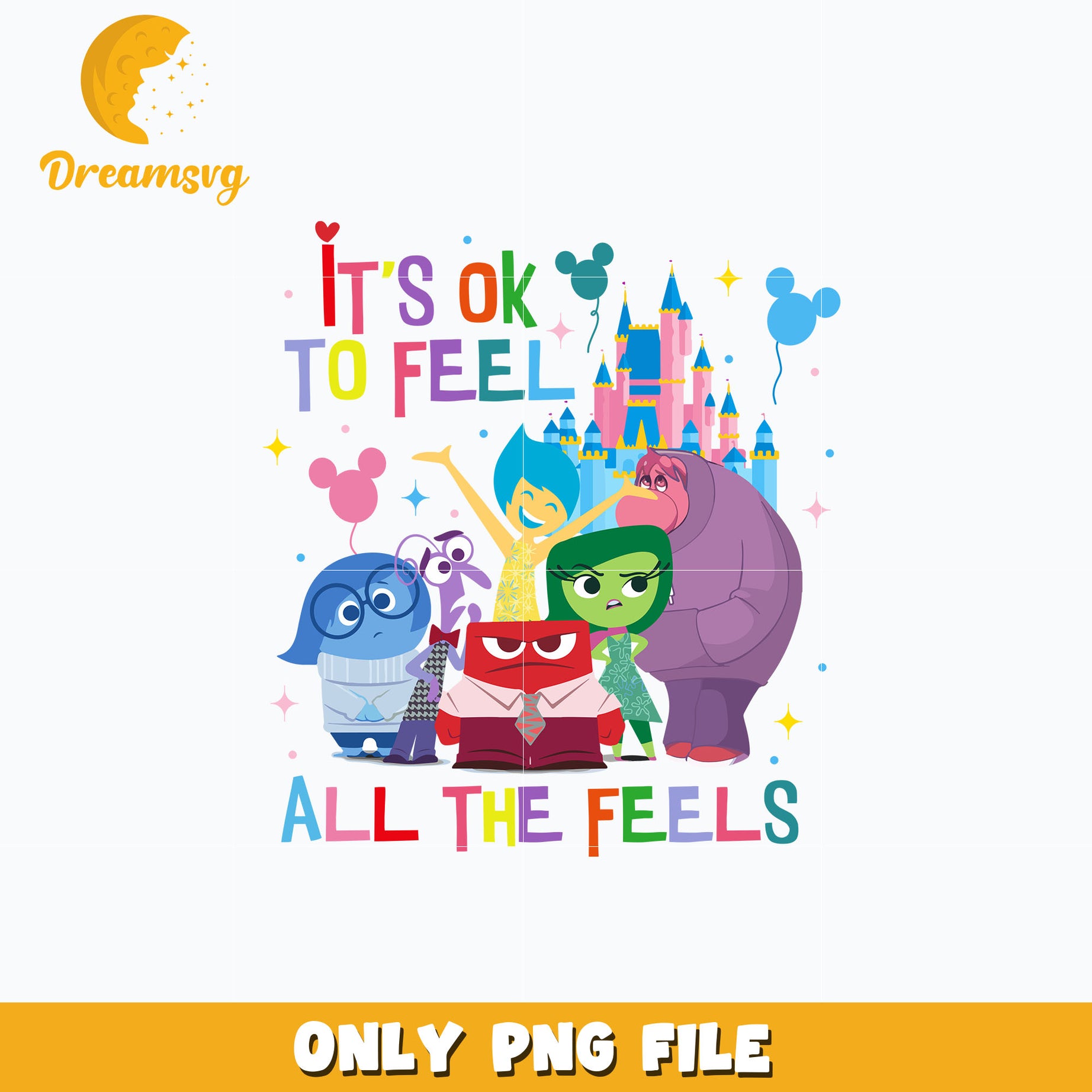 Inside Out 2 It's Okay To Feel All The Feels Png, Disney cartoon Png