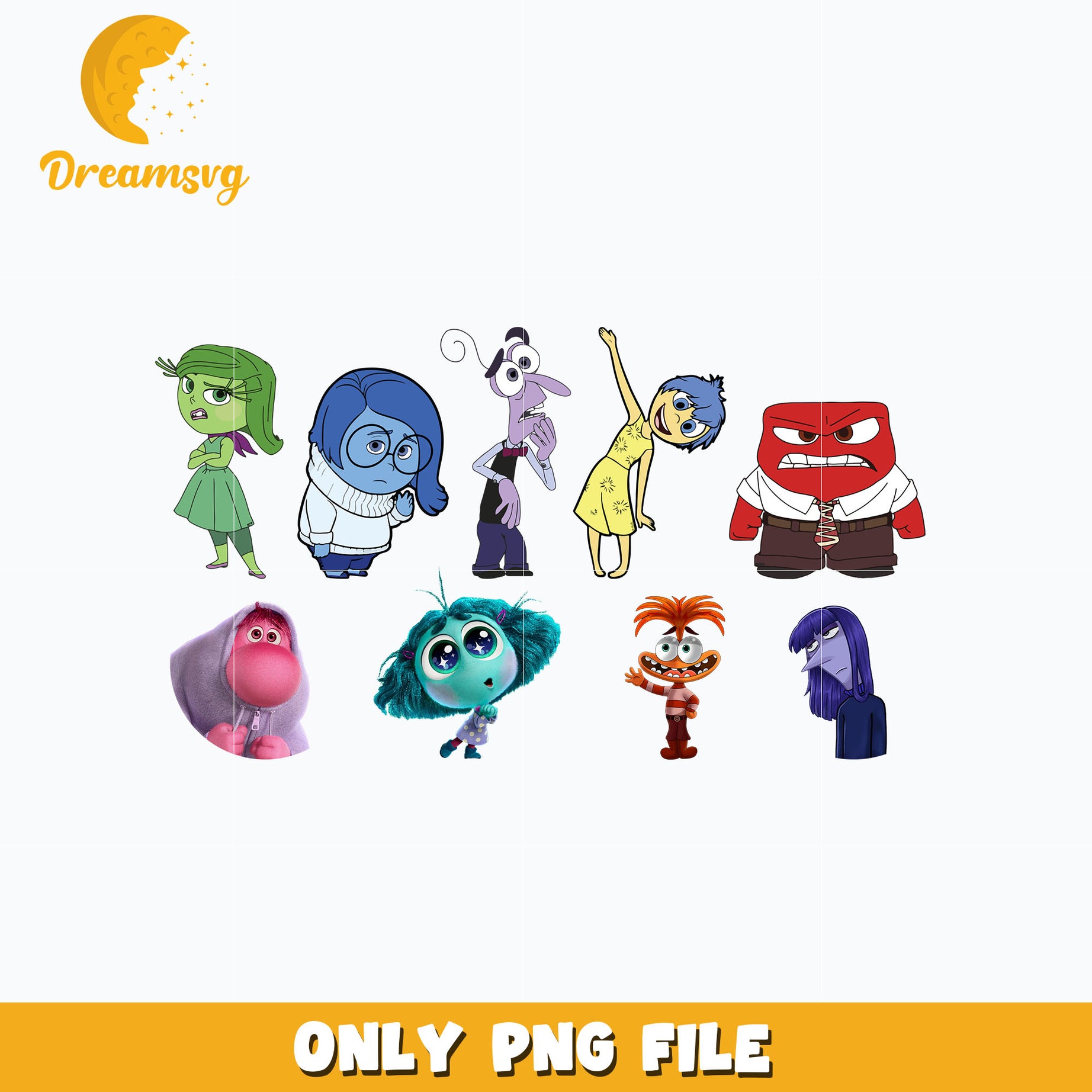 Inside out characters design png, disney png, digital download