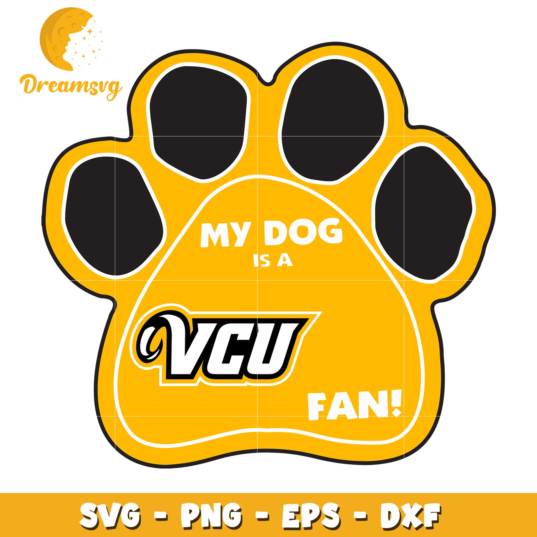 VCU Dog Paw Print SVG Cut File