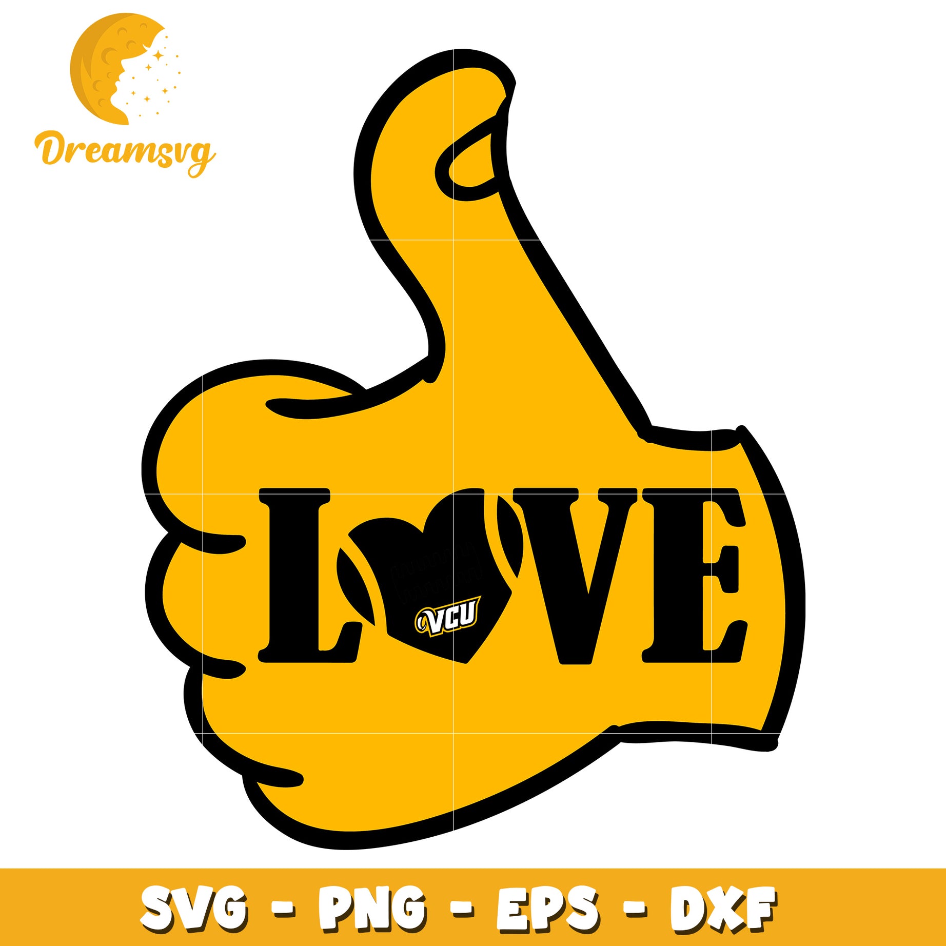 VCU Love Thumbs Up SVG PNG EPS DXF