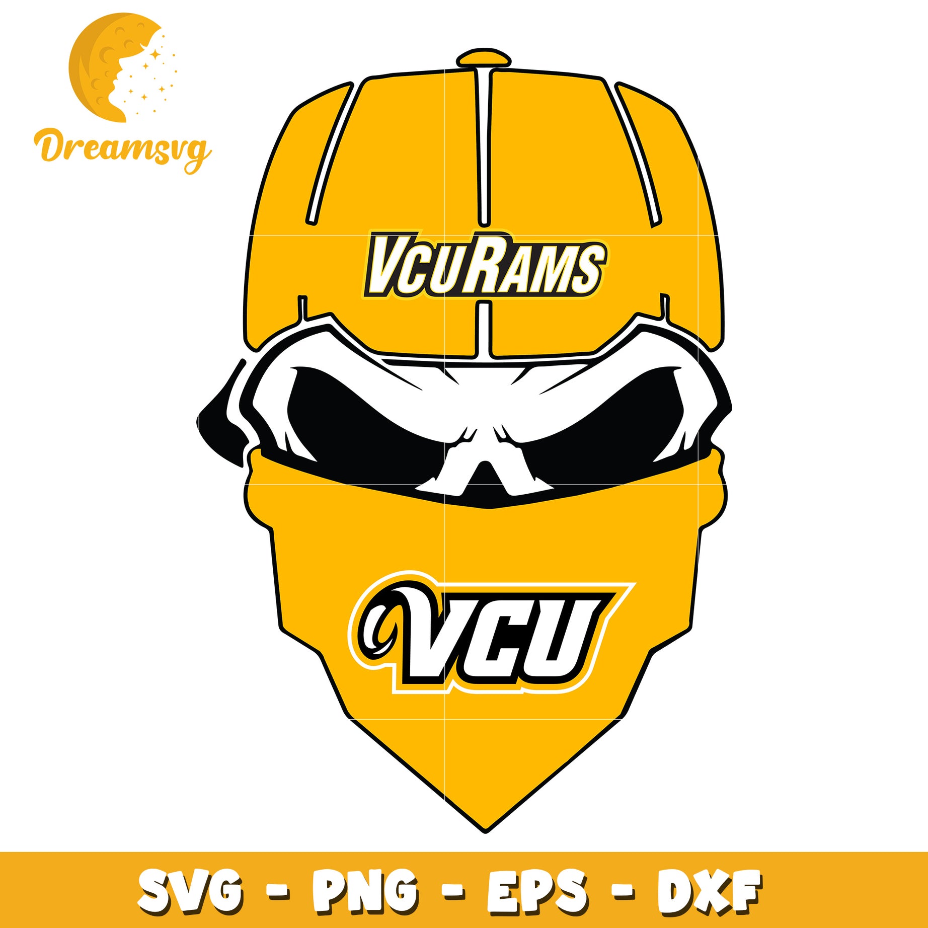 VCU Rams Skull Cap Design SVG Clipart for Cheerful Crafts