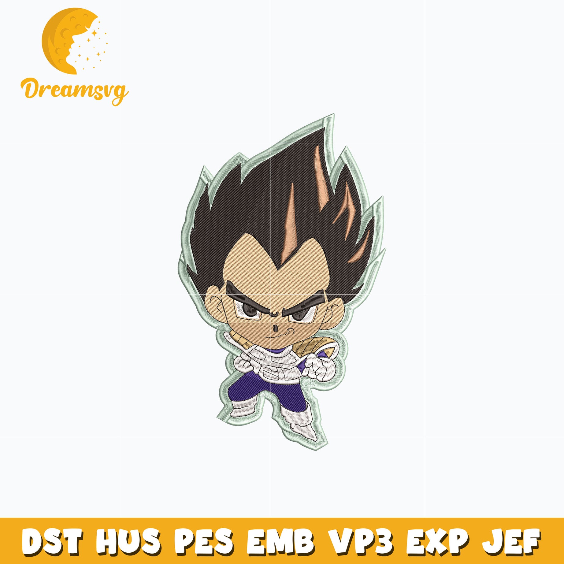 Vegeta chibi embroidery design