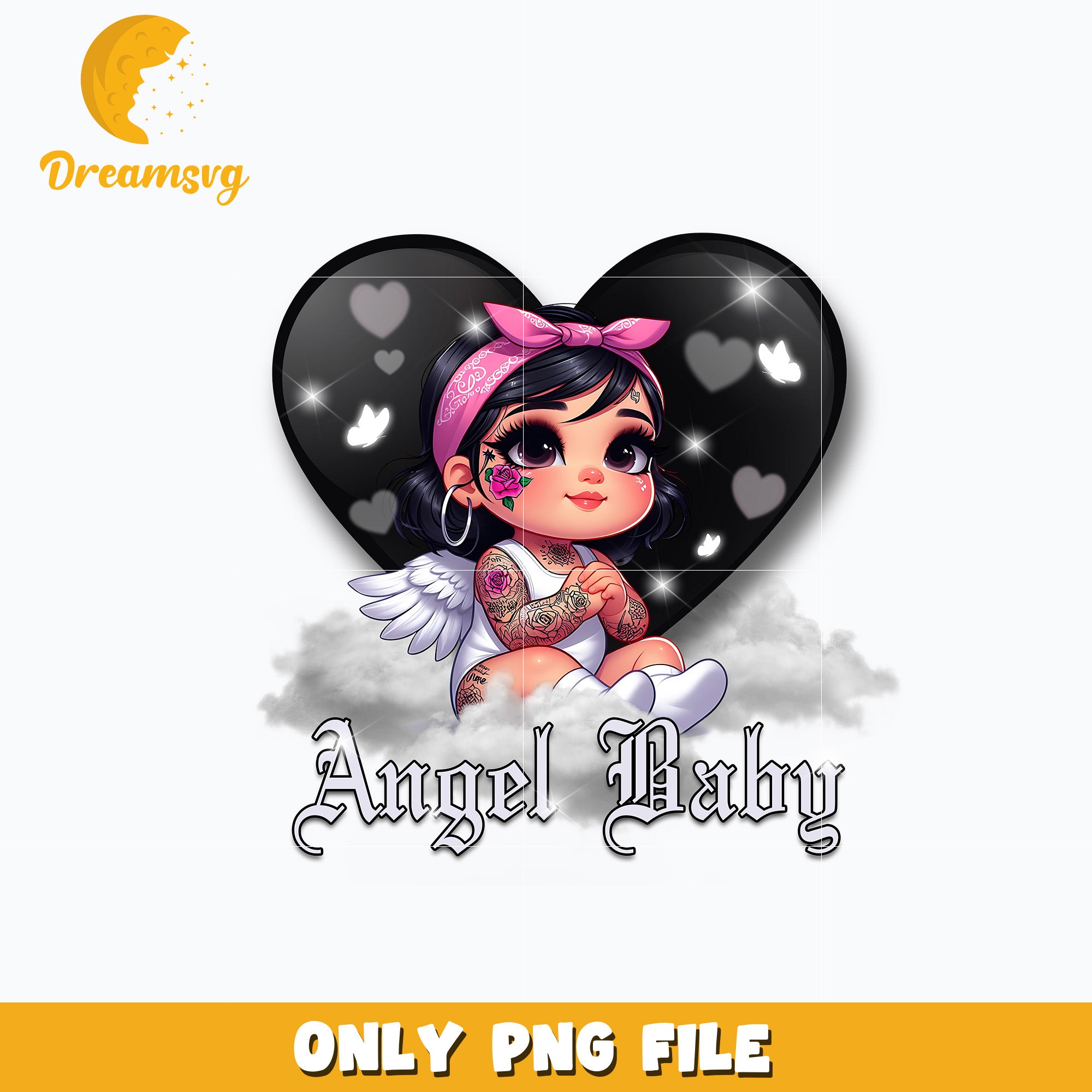 Chicano angel baby black valentine png