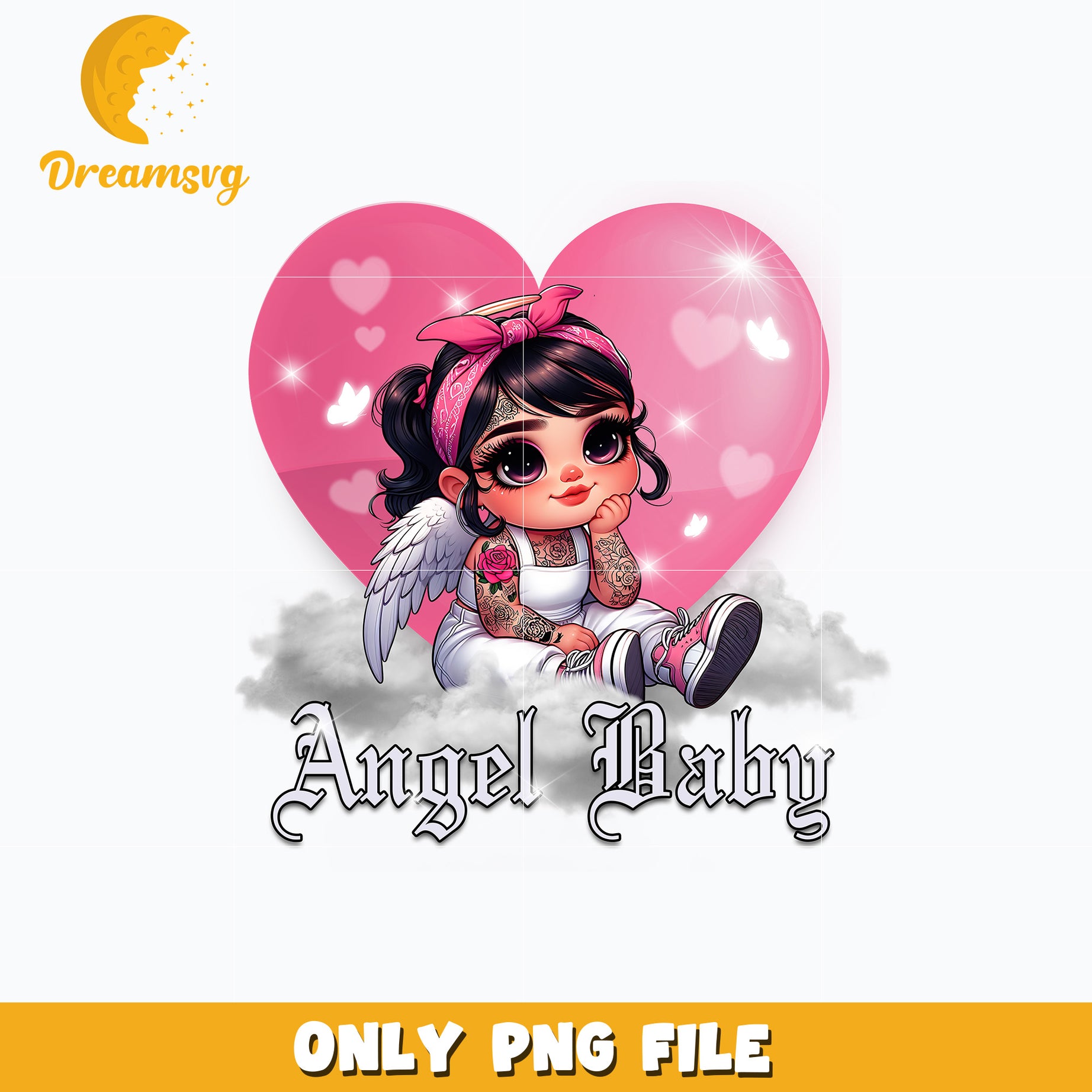 Chicano angel baby pink valentine png