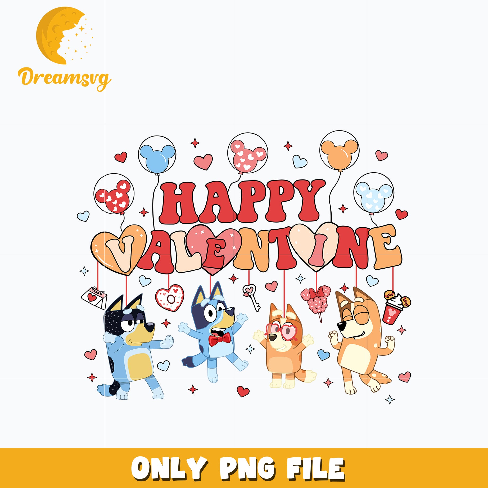 Bluey family happy valentine's day Png