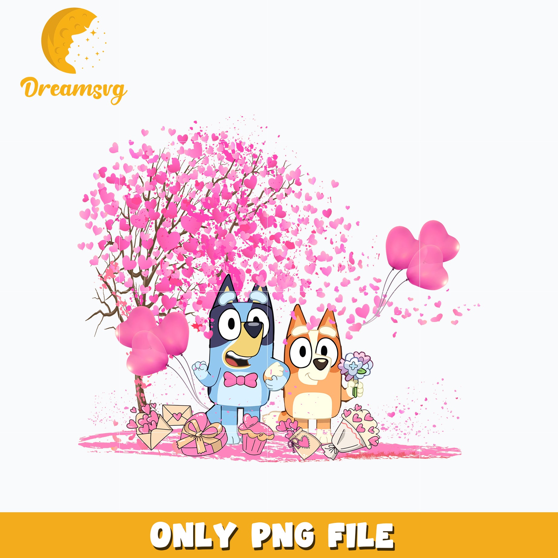 Bluey and Bingo Heart valentine Png