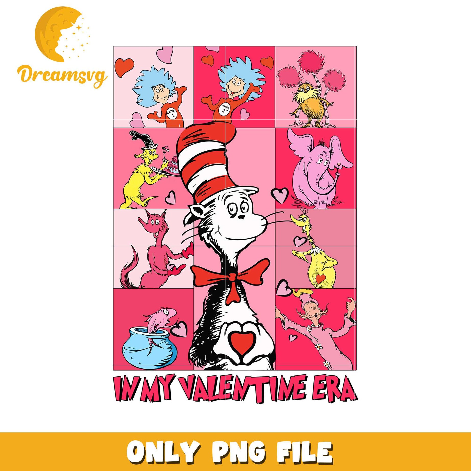 Valentine Cat in the Hat Cute PNG Art for Kids