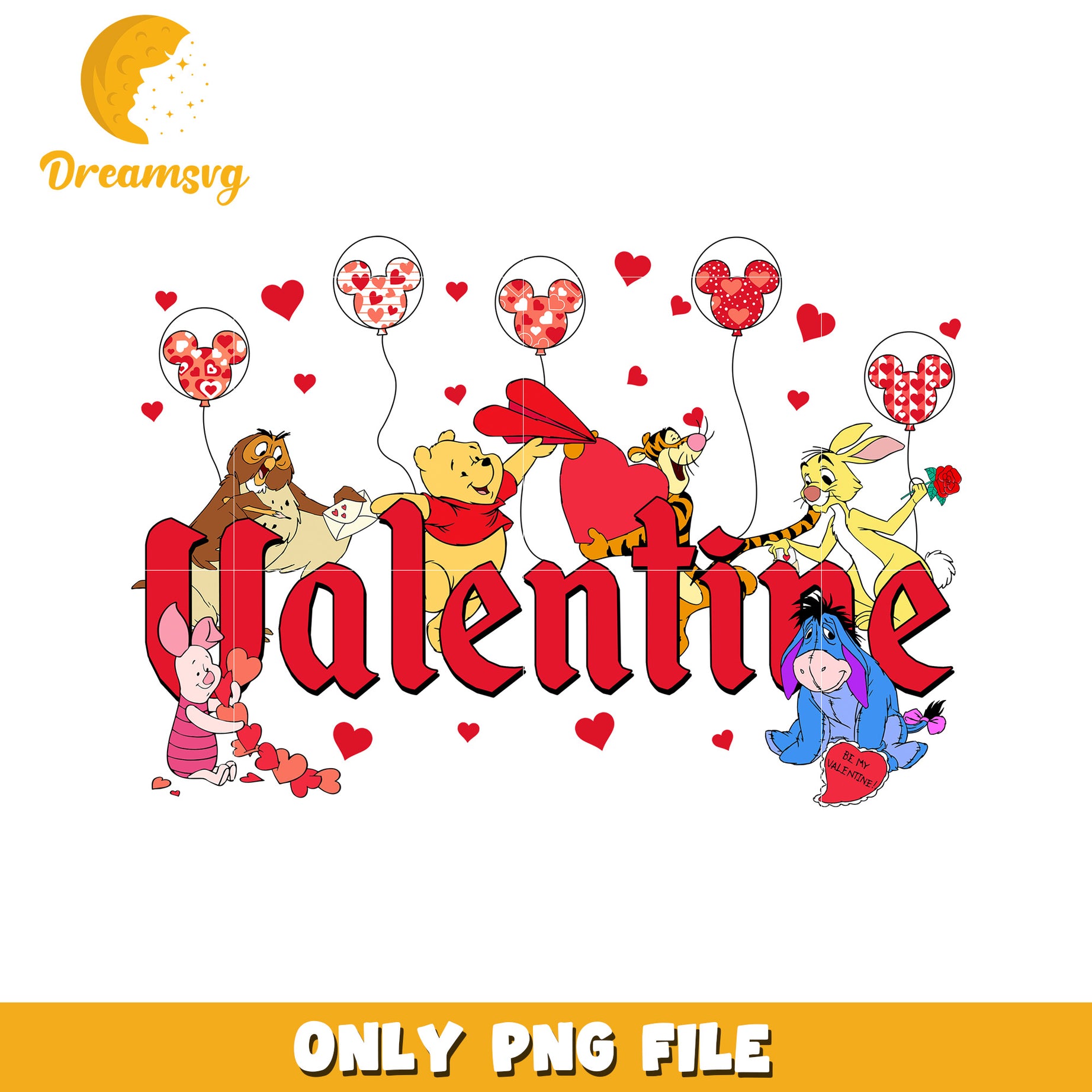 Valentine Day PNG Design with Cute Cartoon Characters