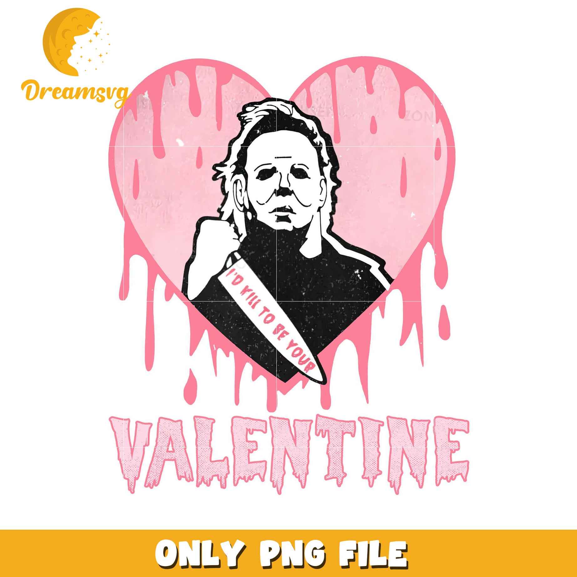 Valentine Heart Design with Horror Theme PNG Download