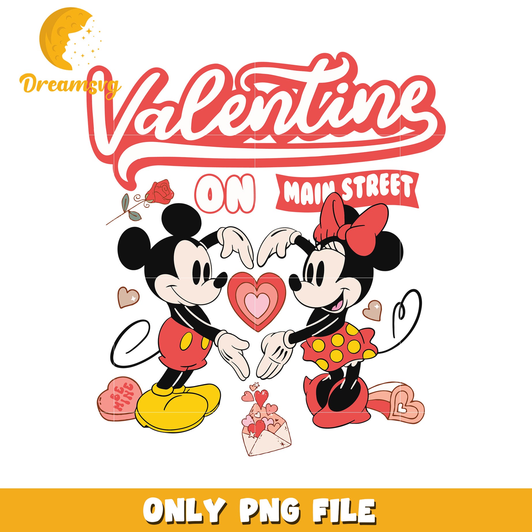 Valentine Mickey and Minnie Main Street PNG Design File