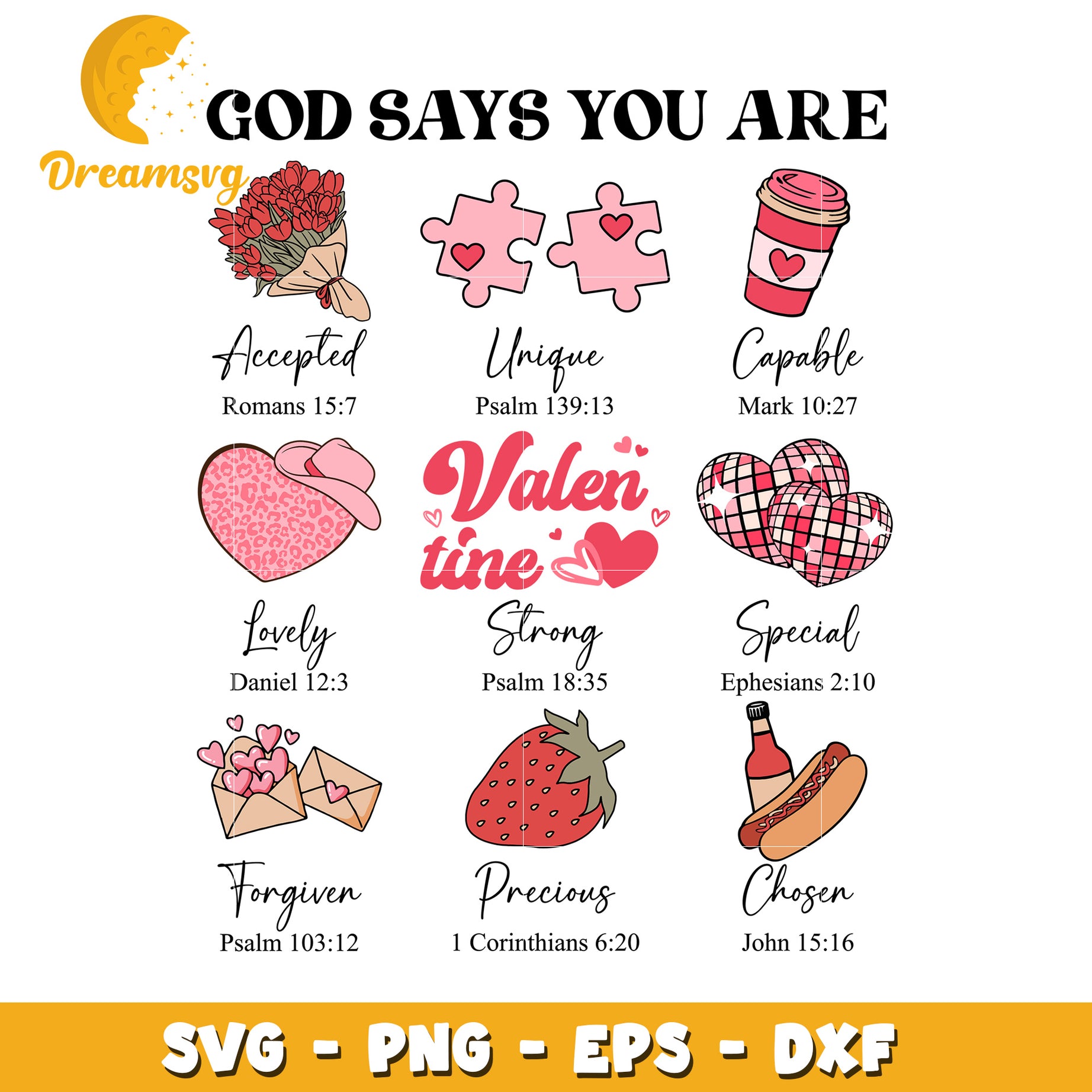 Valentine SVG Bundle God Says You Are