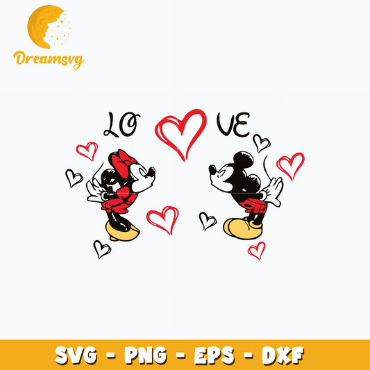 Mickey couple love kiss valentine's day Svg