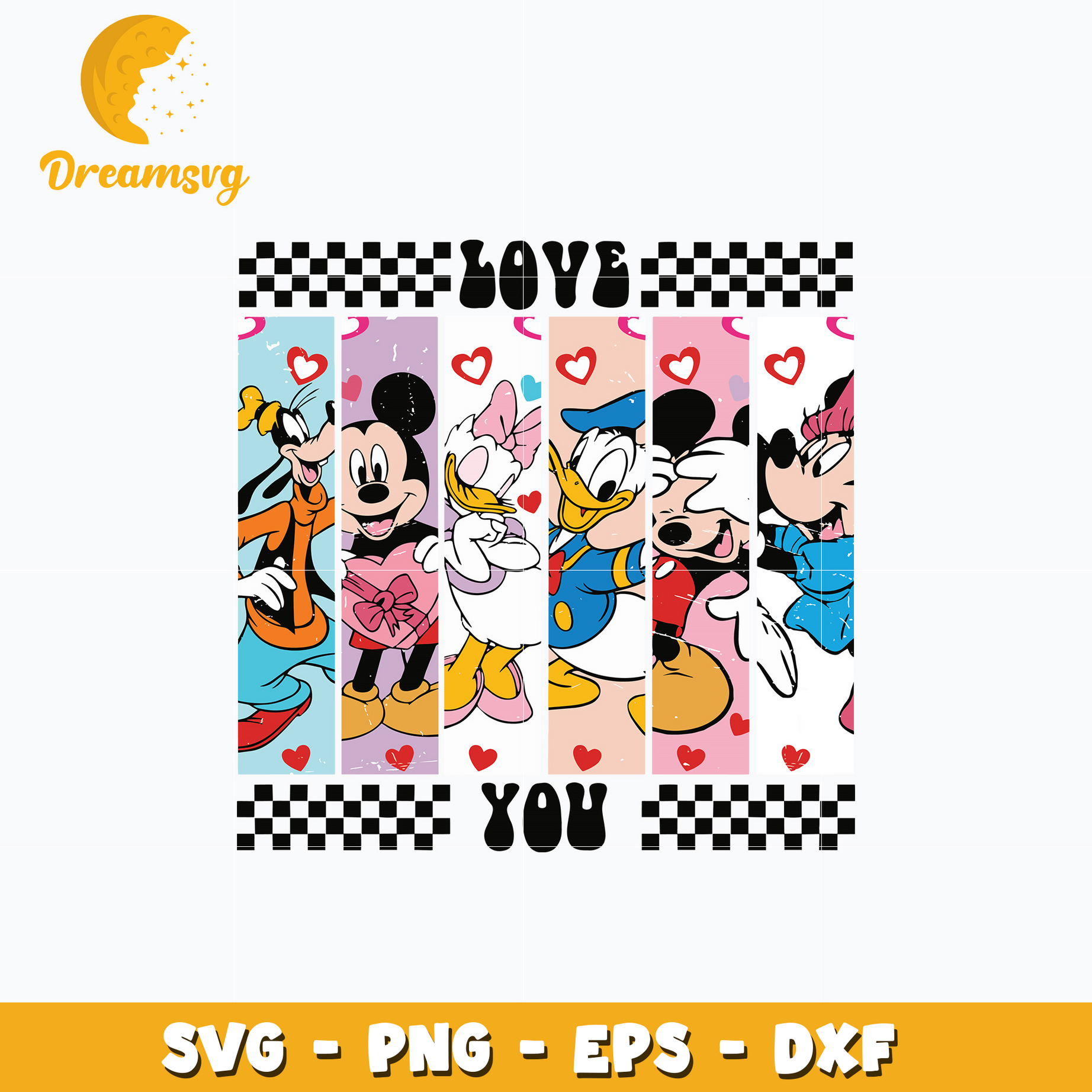 Donald duck friends love valentine Svg