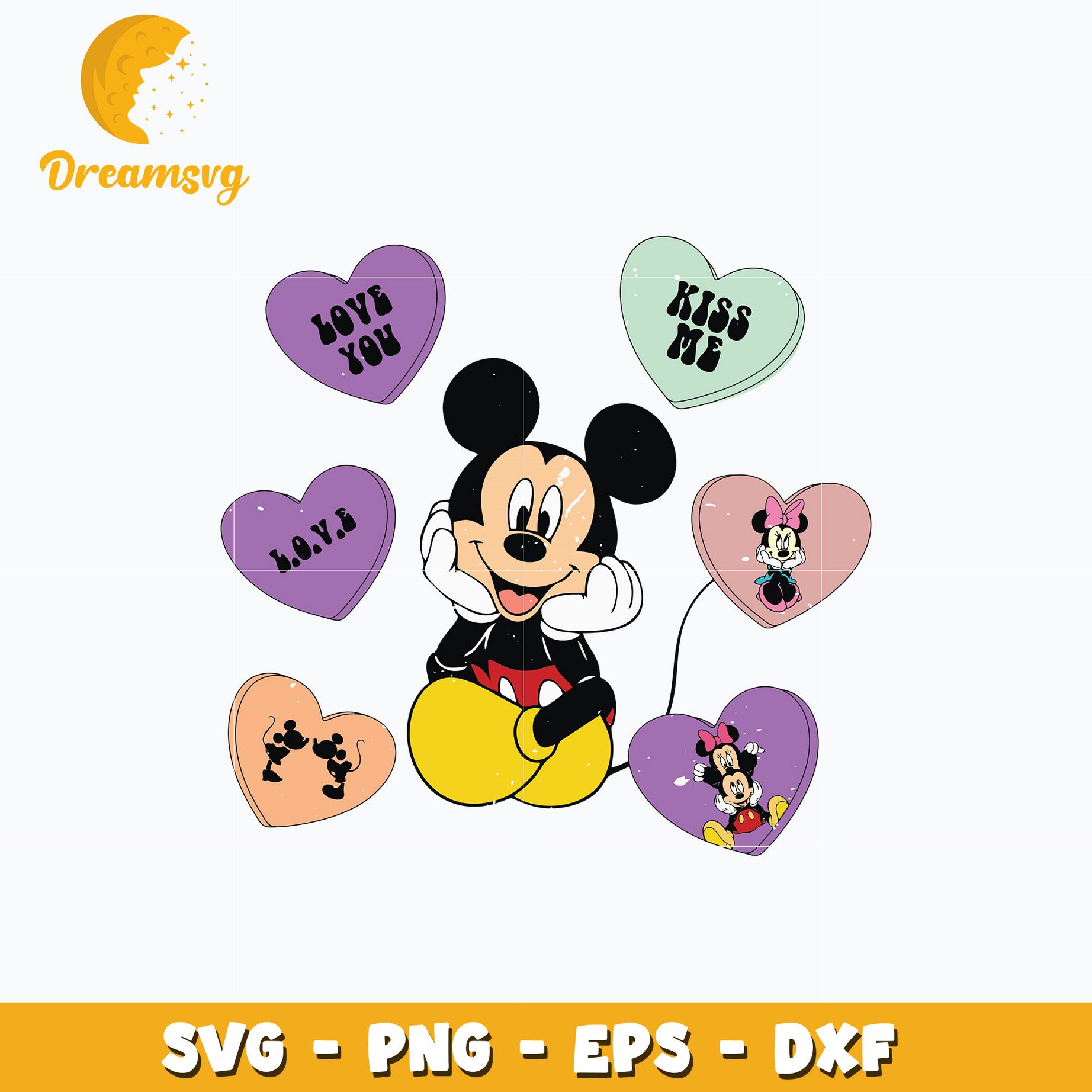 Mickey couple kiss me valentine Svg