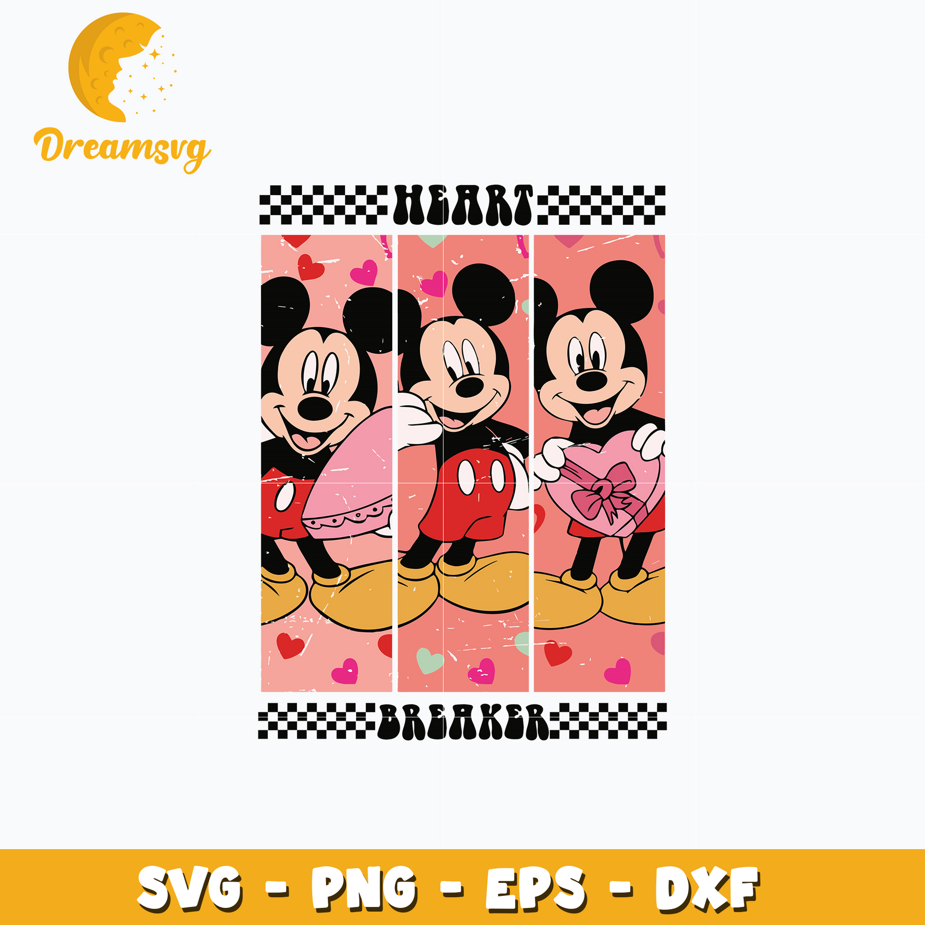 Mickey heart breaker valentine's day Svg