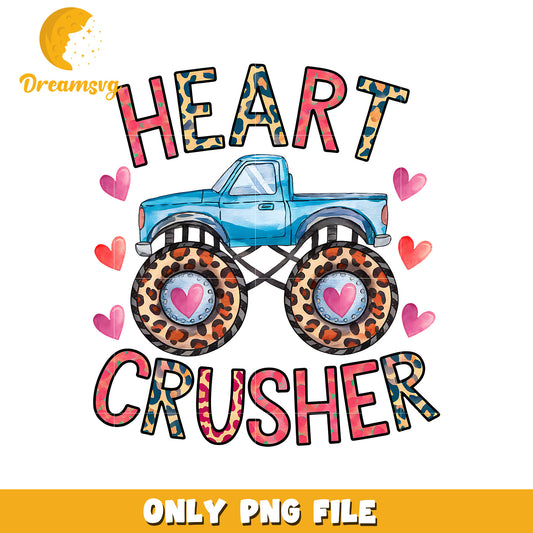 Valentine heart crusher truck png, heart png, valentine day png