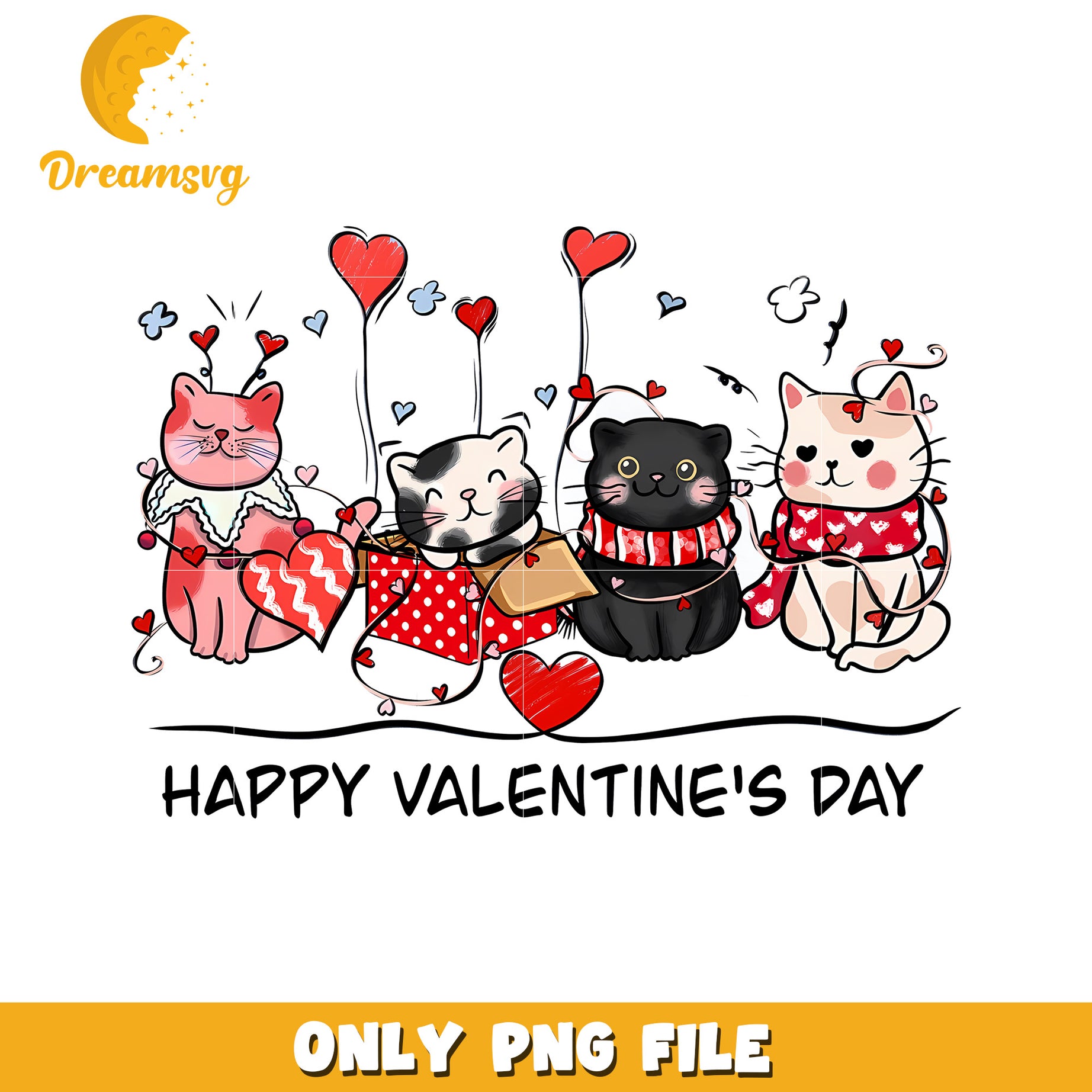 Valentines Day Cats PNG Image