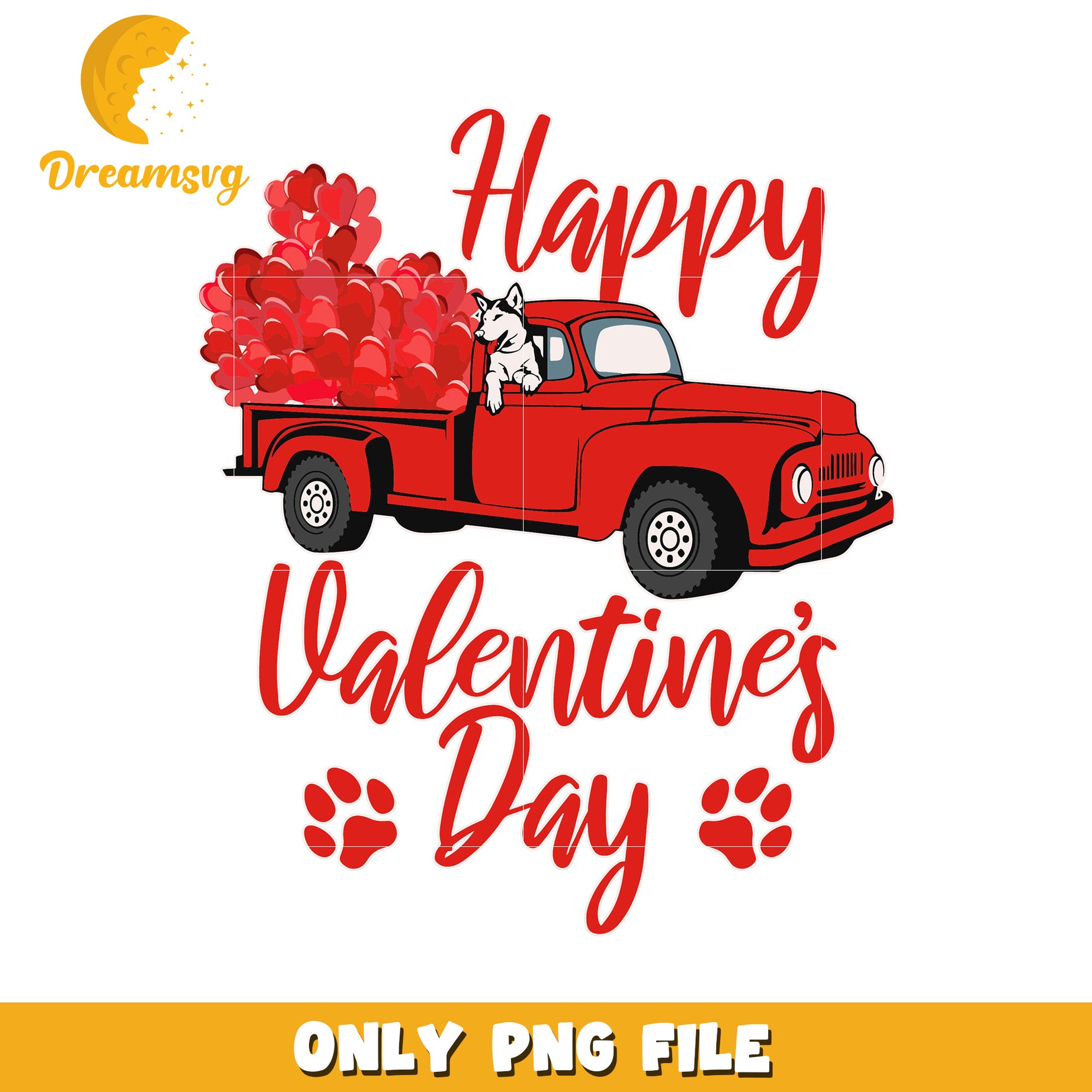 Valentines Day Dog Truck PNG