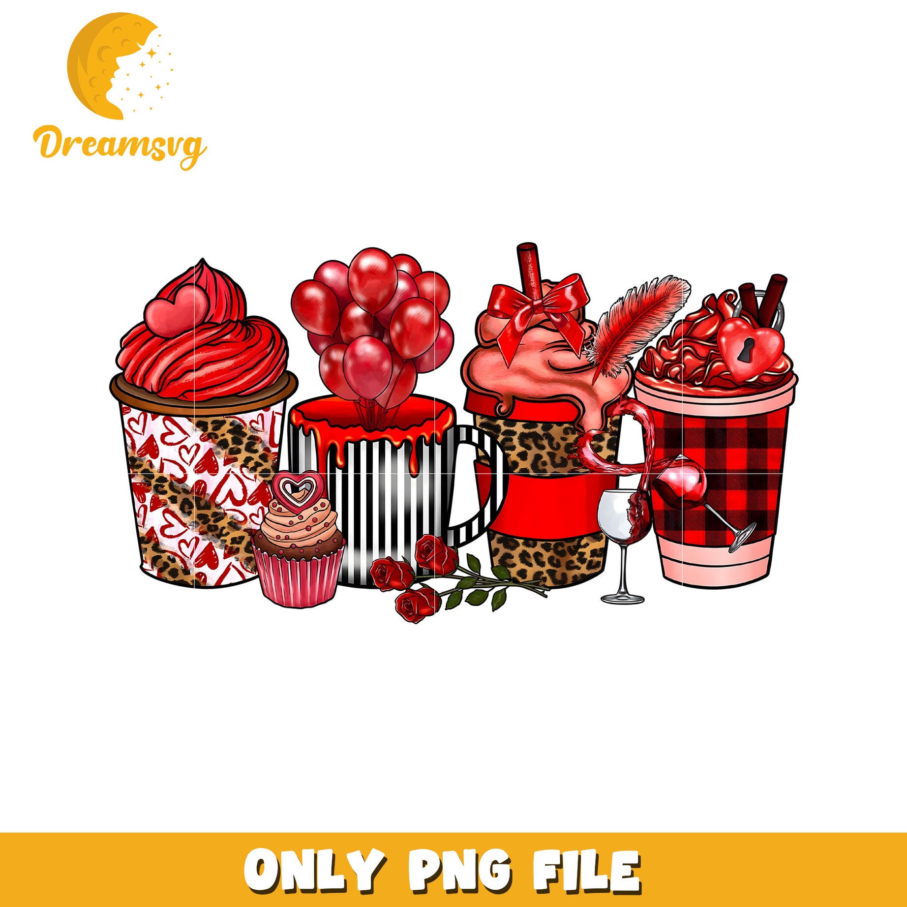 Valentines Day Drinks PNG Design