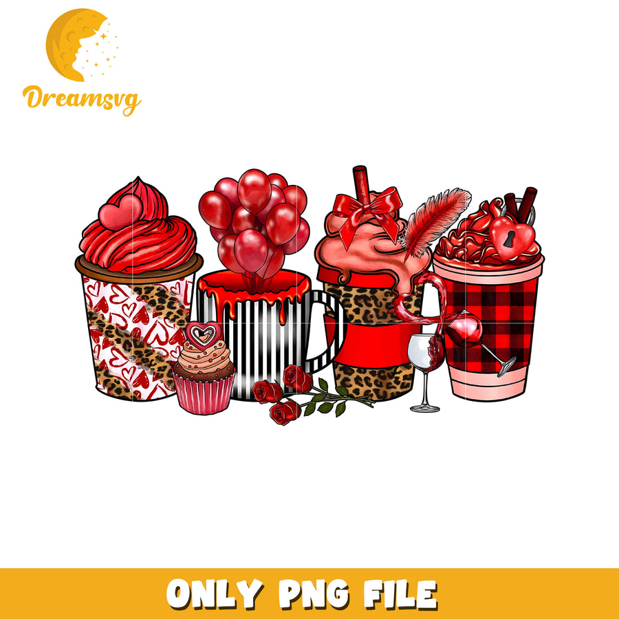 Valentines Day Drinks PNG Design
