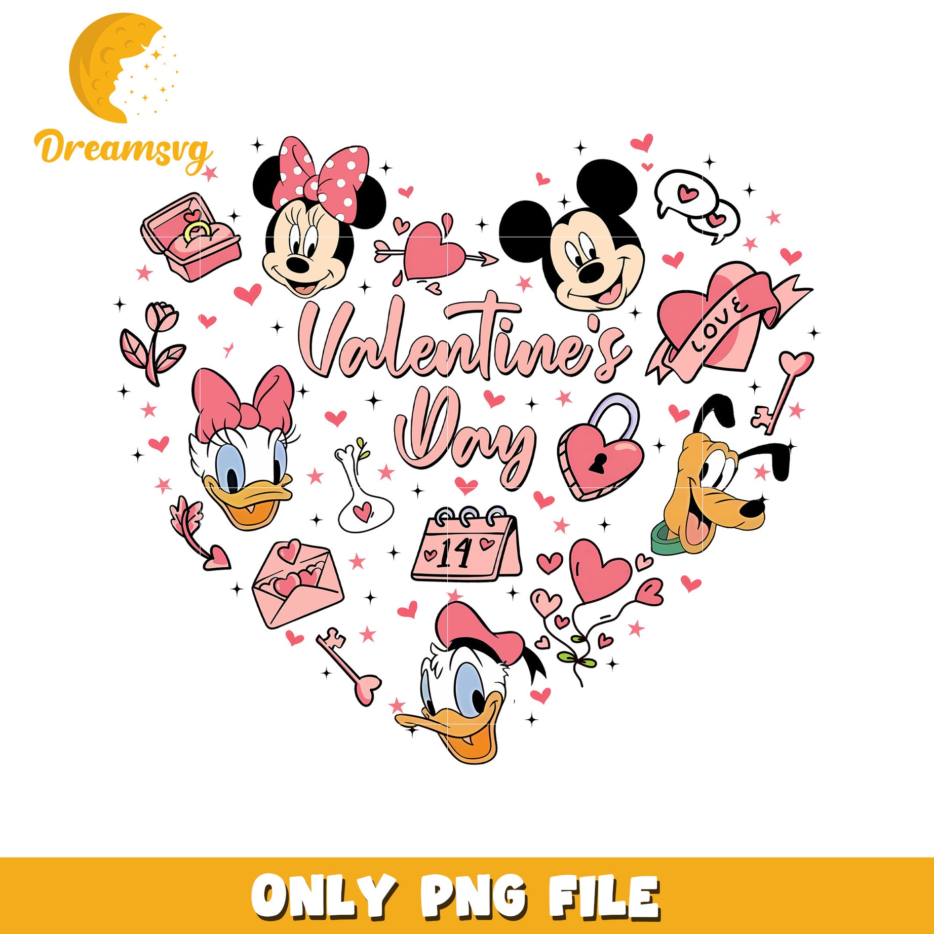 Valentines Day Mickey Mouse and Friends PNG Design Clipart