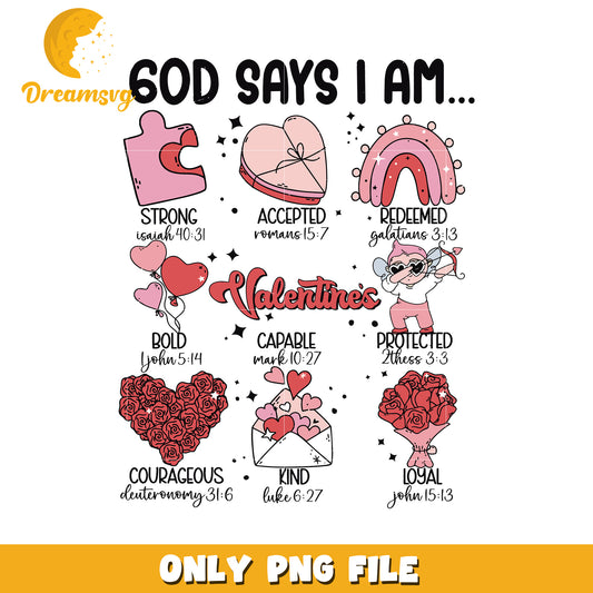 Valentines Day PNG God Says I Am