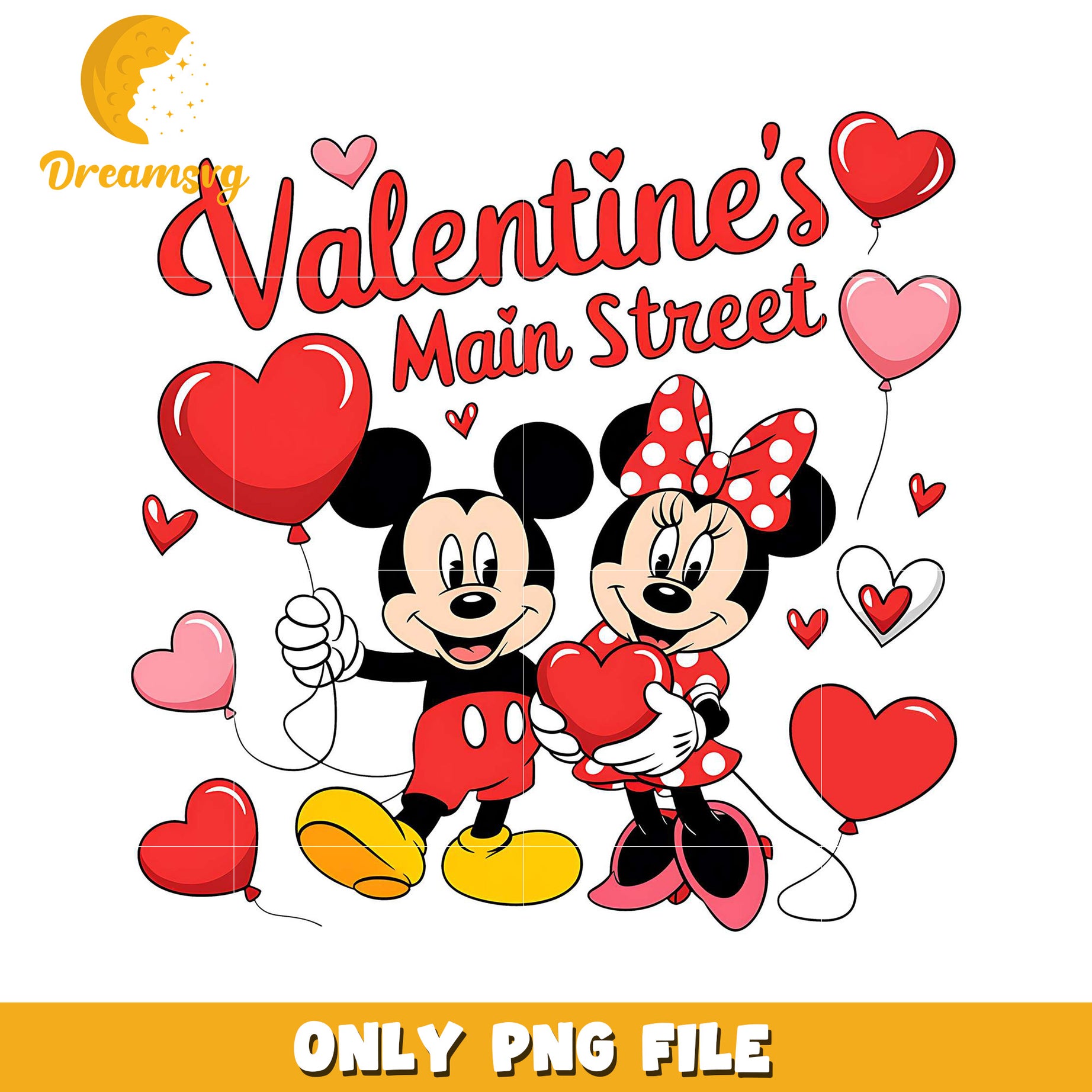 Valentines Main Street PNG Mickey and Minnie Design File