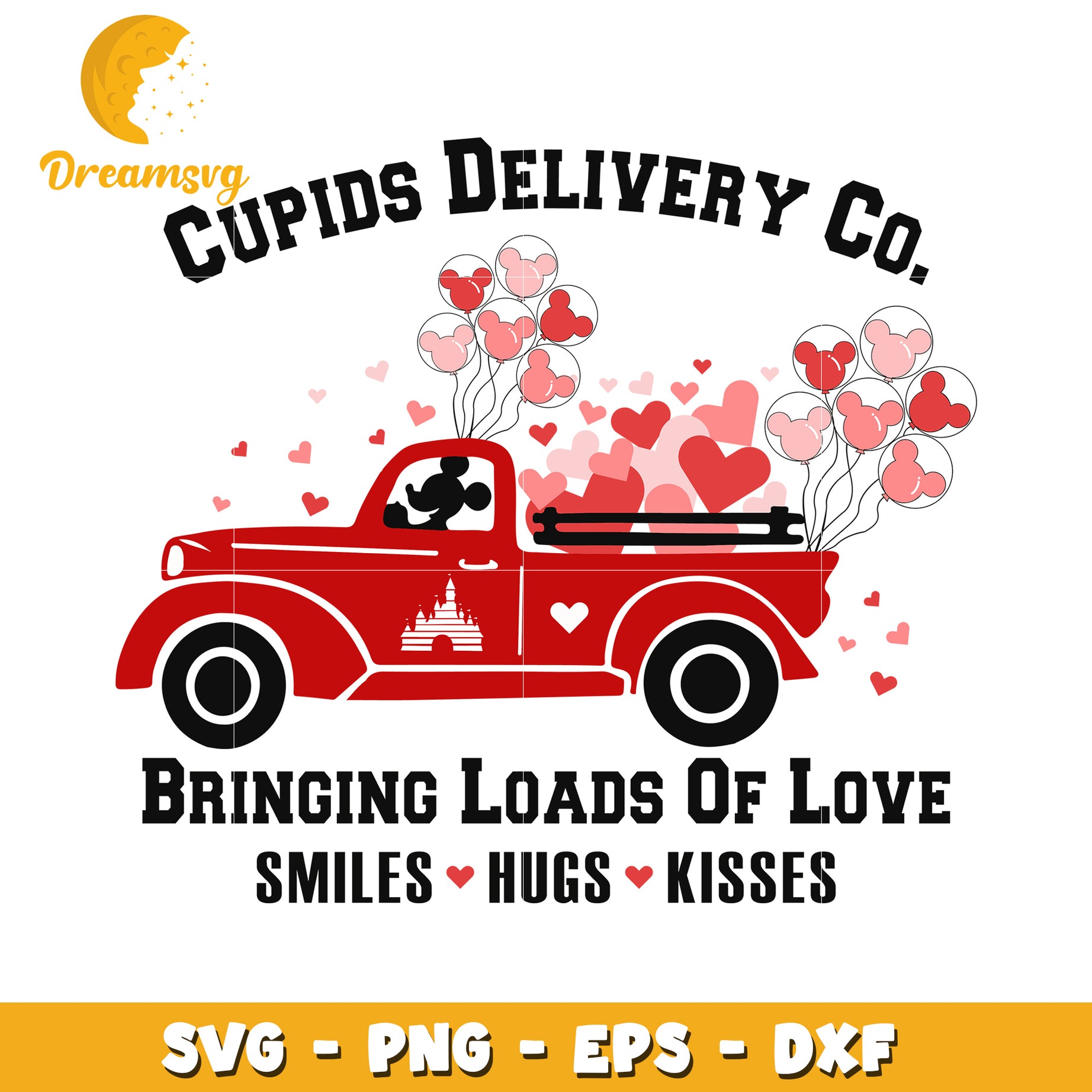 Valentines Mickey Truck SVG PNG EPS DXF