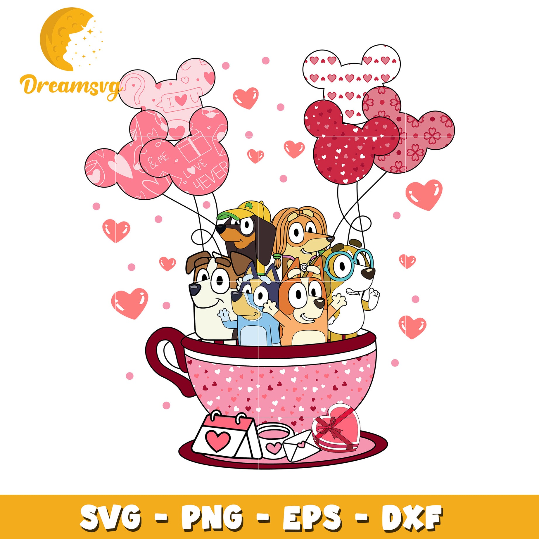 Valentines Puppy Love Teacup SVG PNG