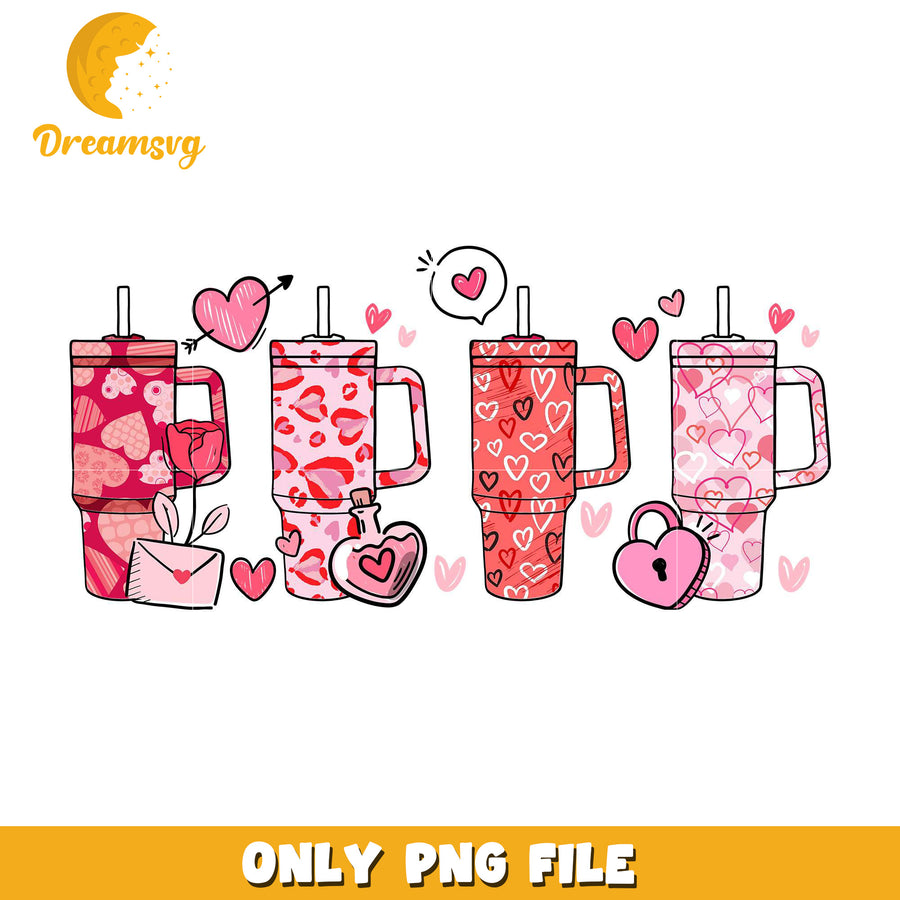Valentines day cup stanley tumbler png, stanley tumbler png