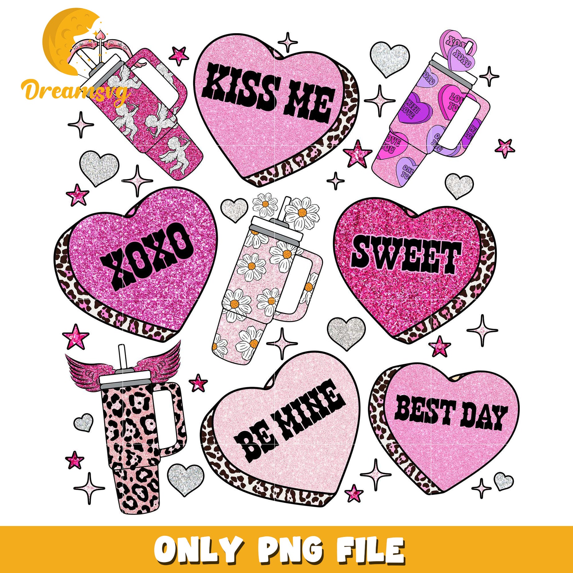 Valentines heart shape stanley tumbler png, kiss me png, xoxo png