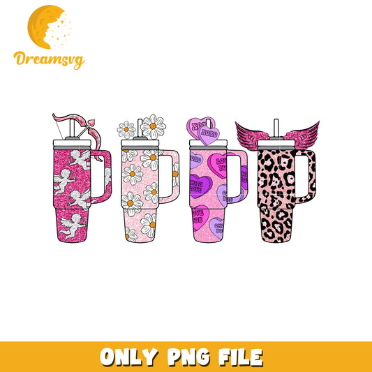 Valentine stumbler xoxo design png, stanley stumbler png
