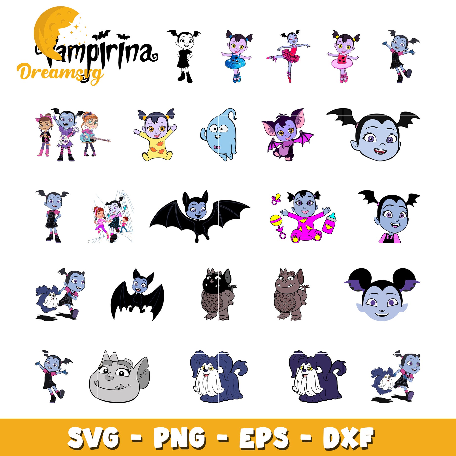 Vampirina characters bundle svg, vampirina cast​ svg