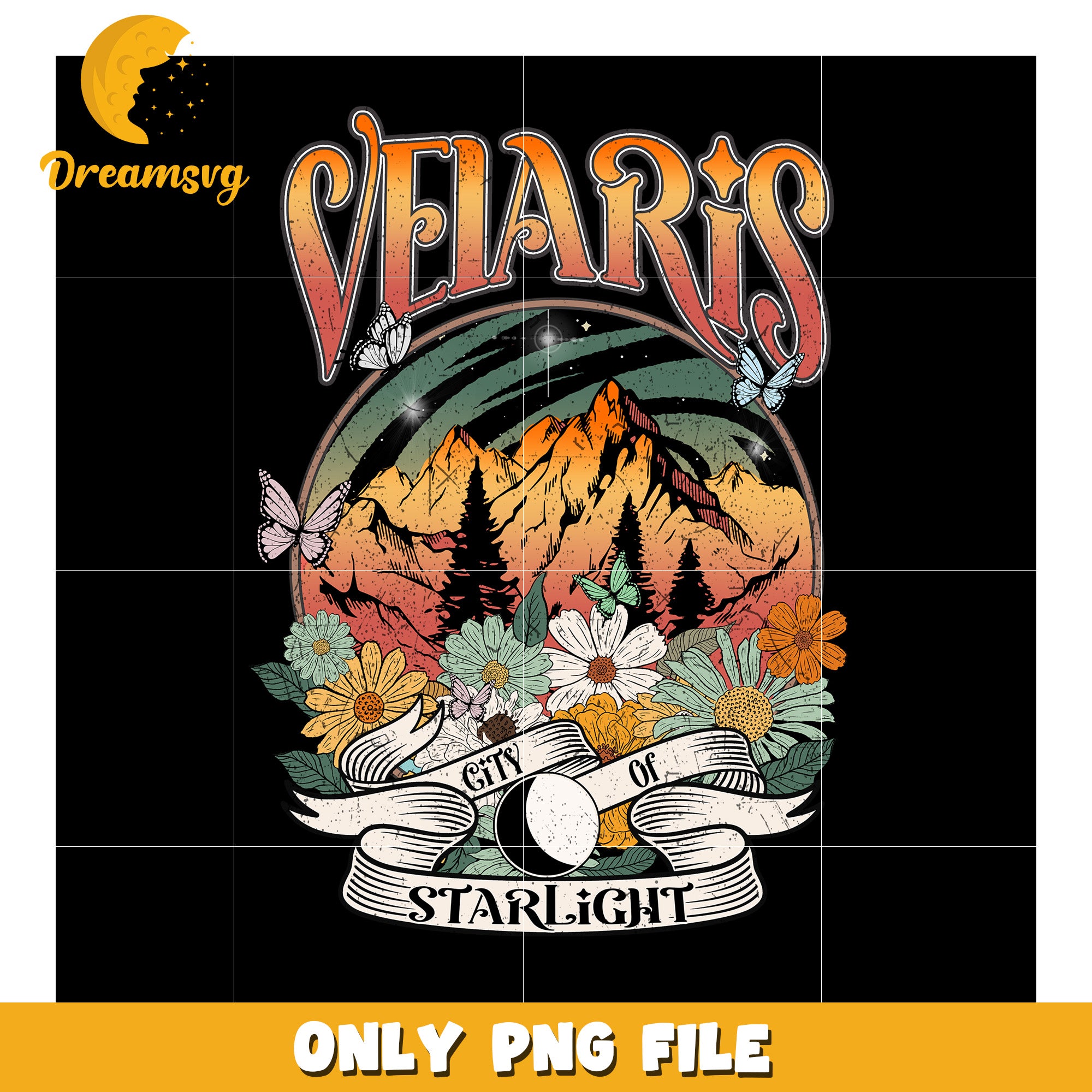 Velaris city of light beautiful design png, magical starlight png