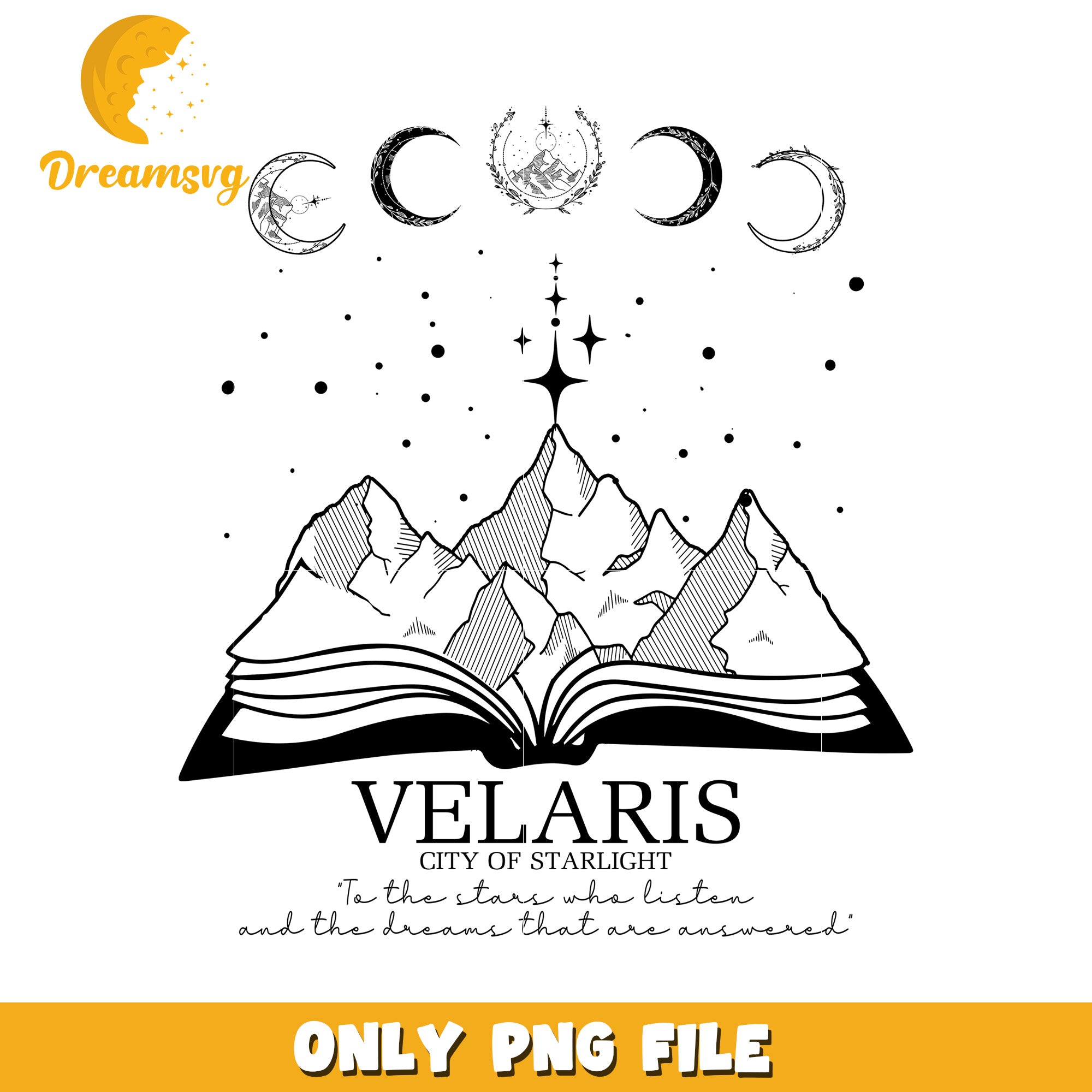 Velaris city of light black design png, magical starlight  png
