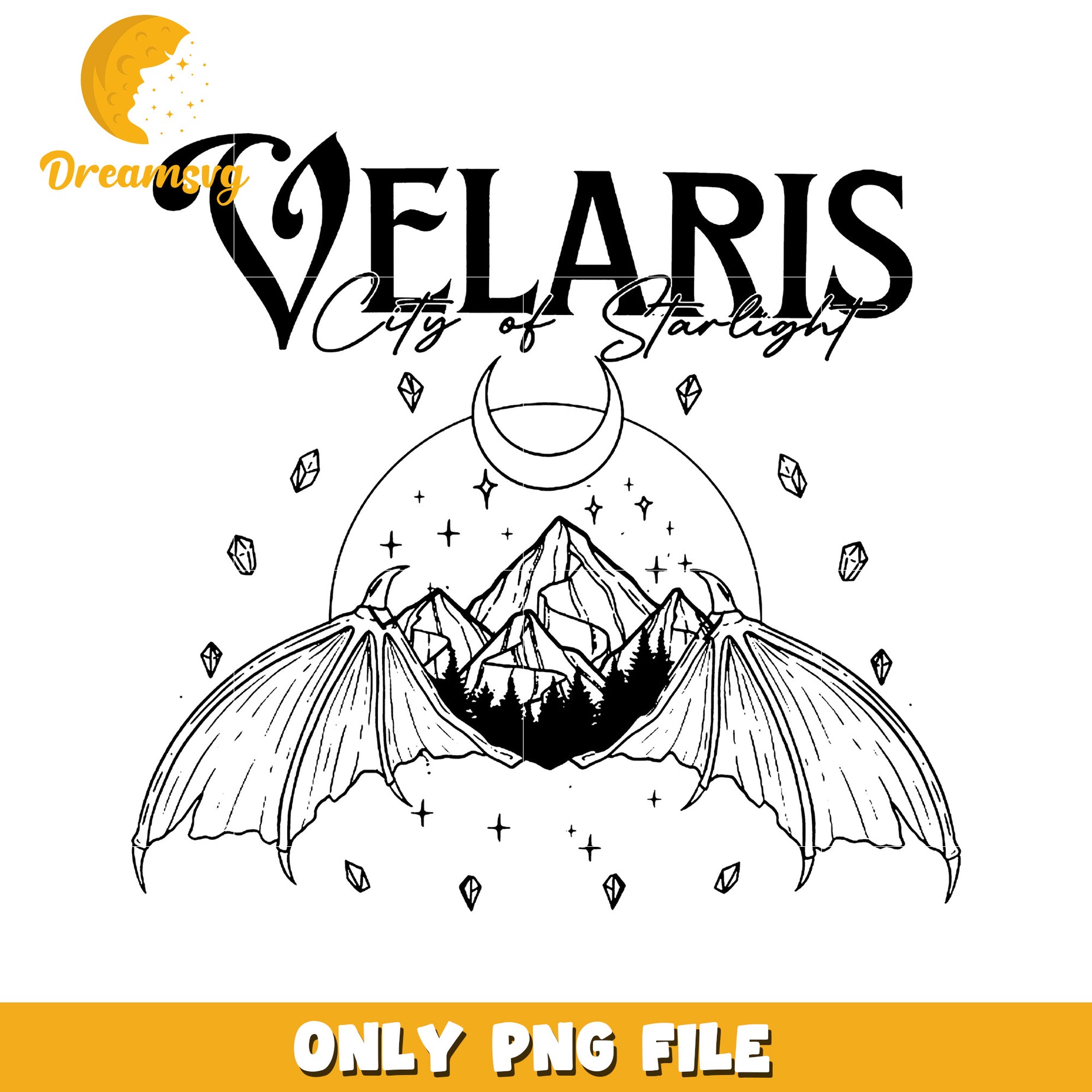 Velaris city of the light png, magical starlight skyline png