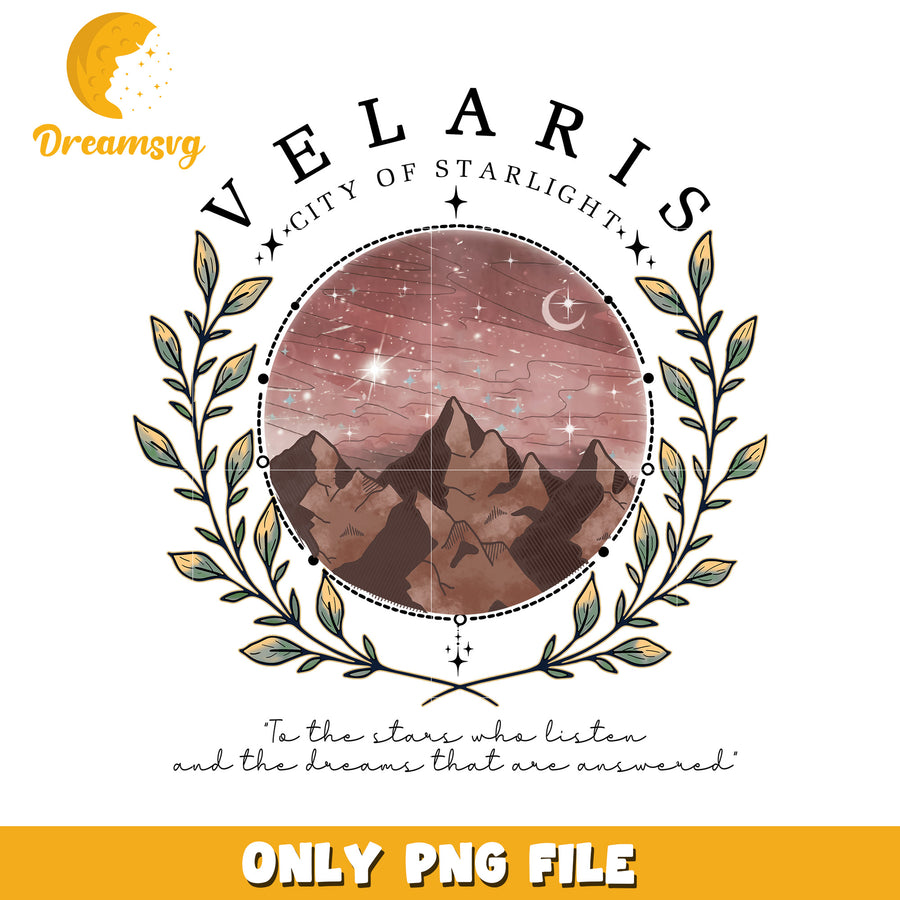 Velaris city png, night court design png, starlight realm art png