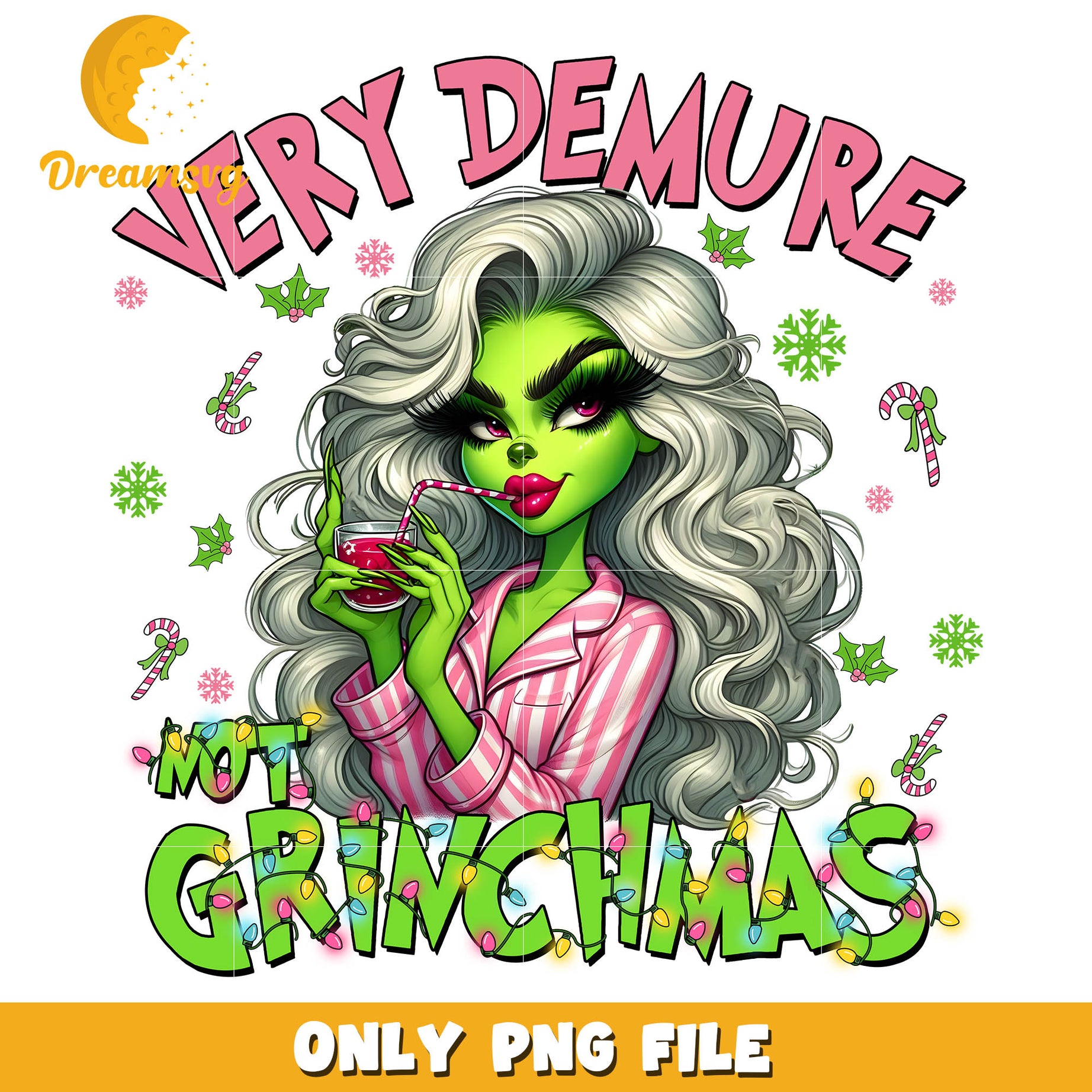 Very demure not grinchmas png, female grinch cartoon​ png