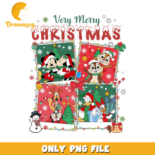 Very merry christmas png, mickey friends png, disney characters png