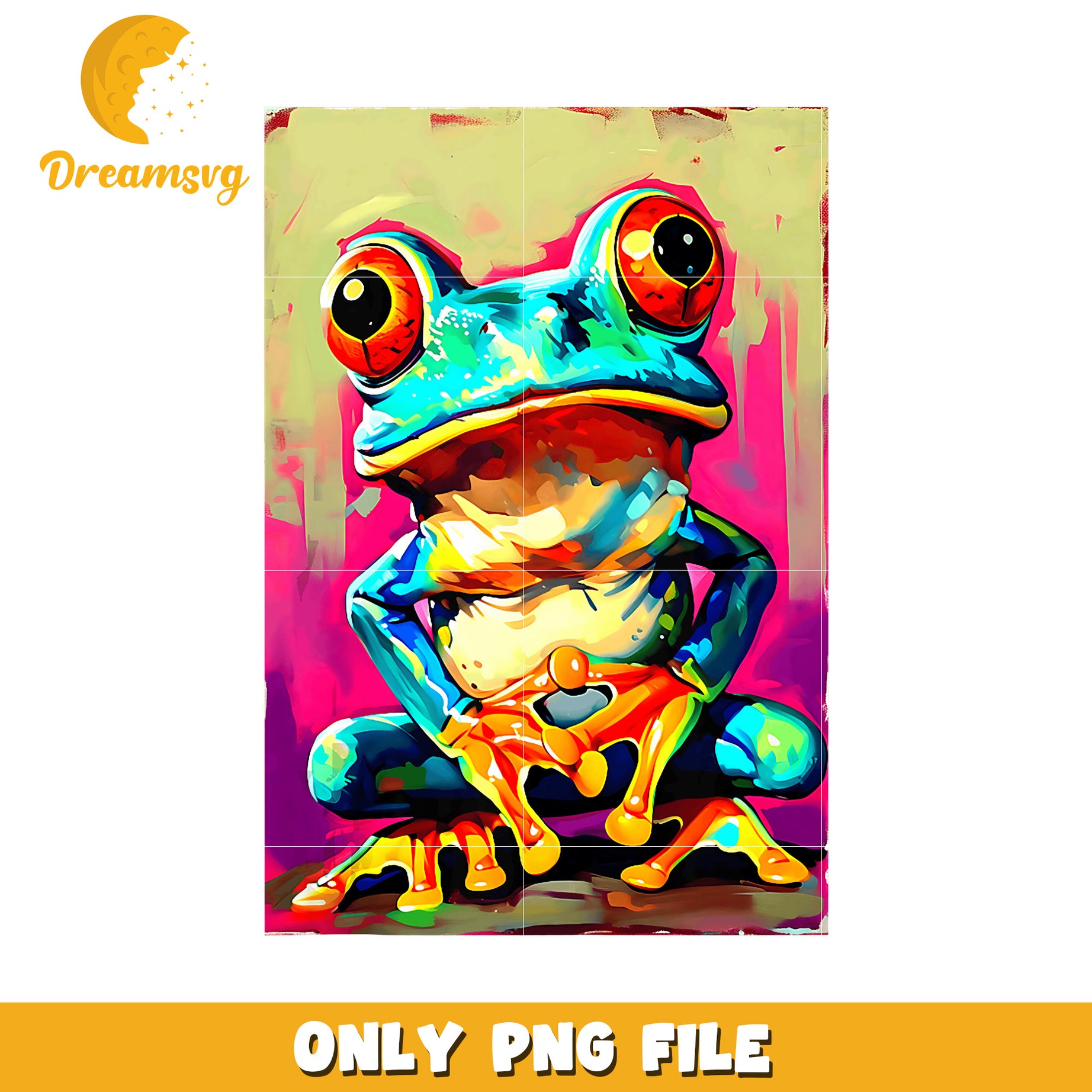Vibrant Colorful Frog PNG Art Print
