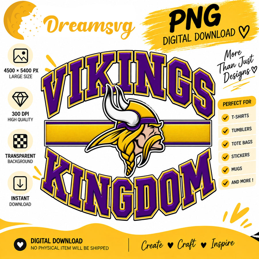 Vikings Kingdom PNG, Minnesota Football Fan Sublimation