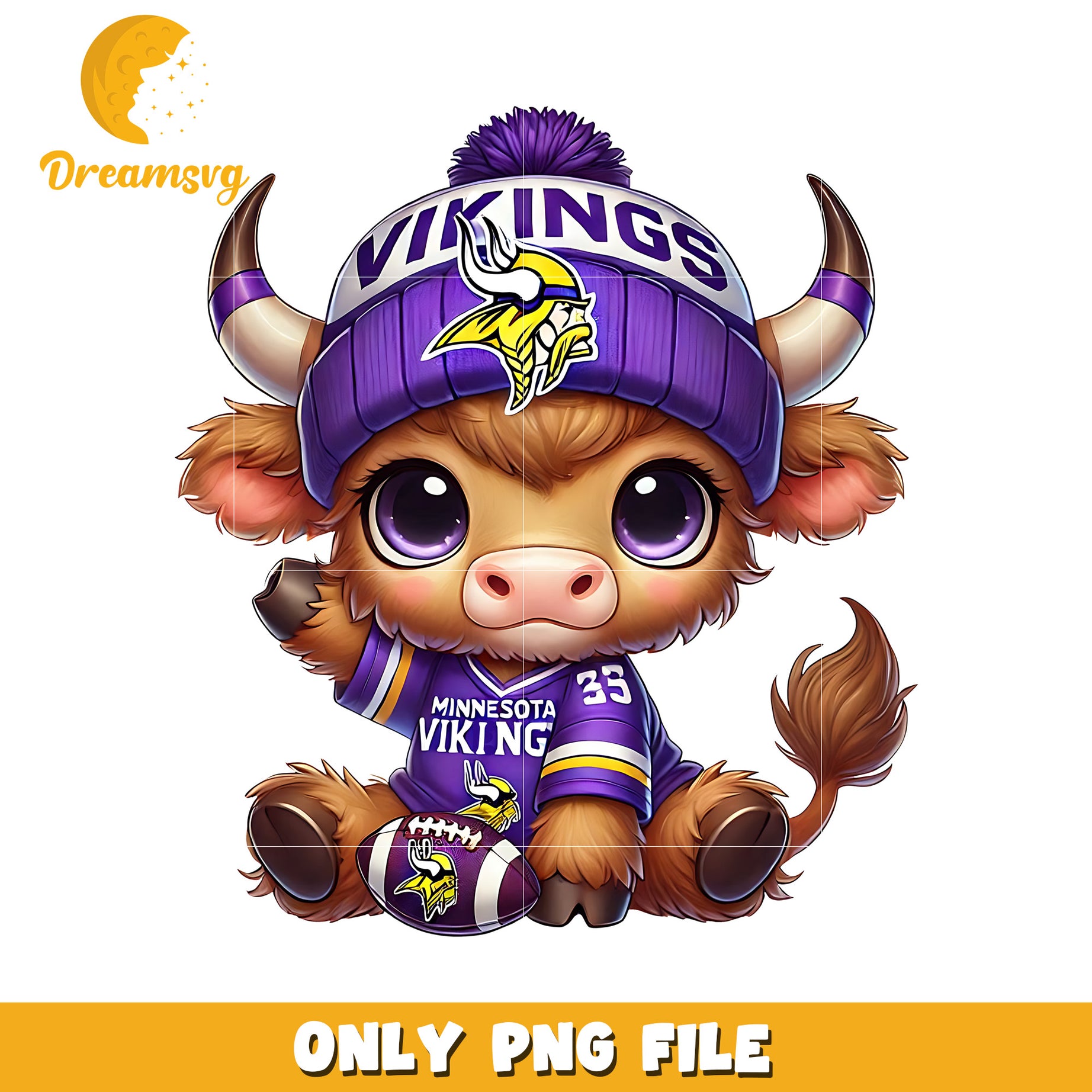 Vikings cute bull png, american football png, super bowl png