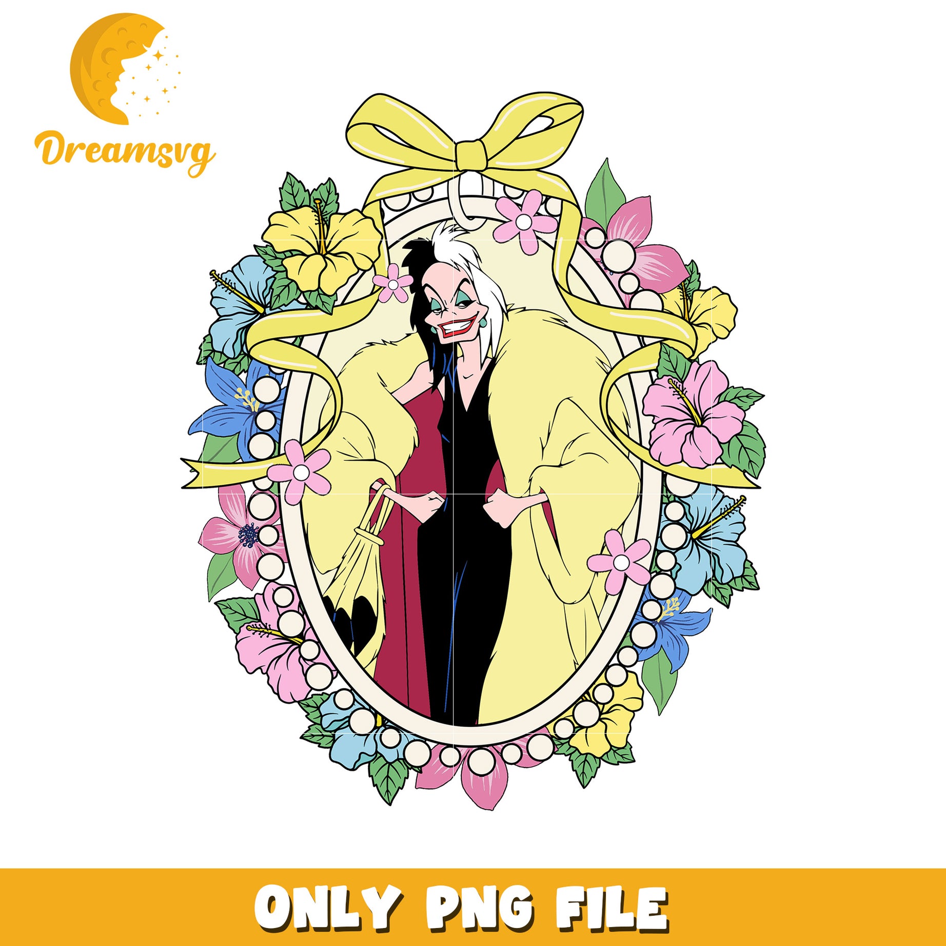 Villain 101 dalmatians characters mirror coquette bow png, disney evil queen png