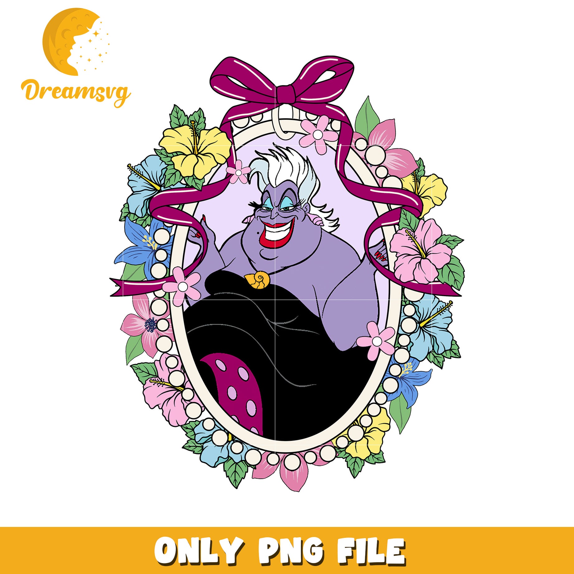 Villain ursula characters mirror coquette bow png, disney evil queen png
