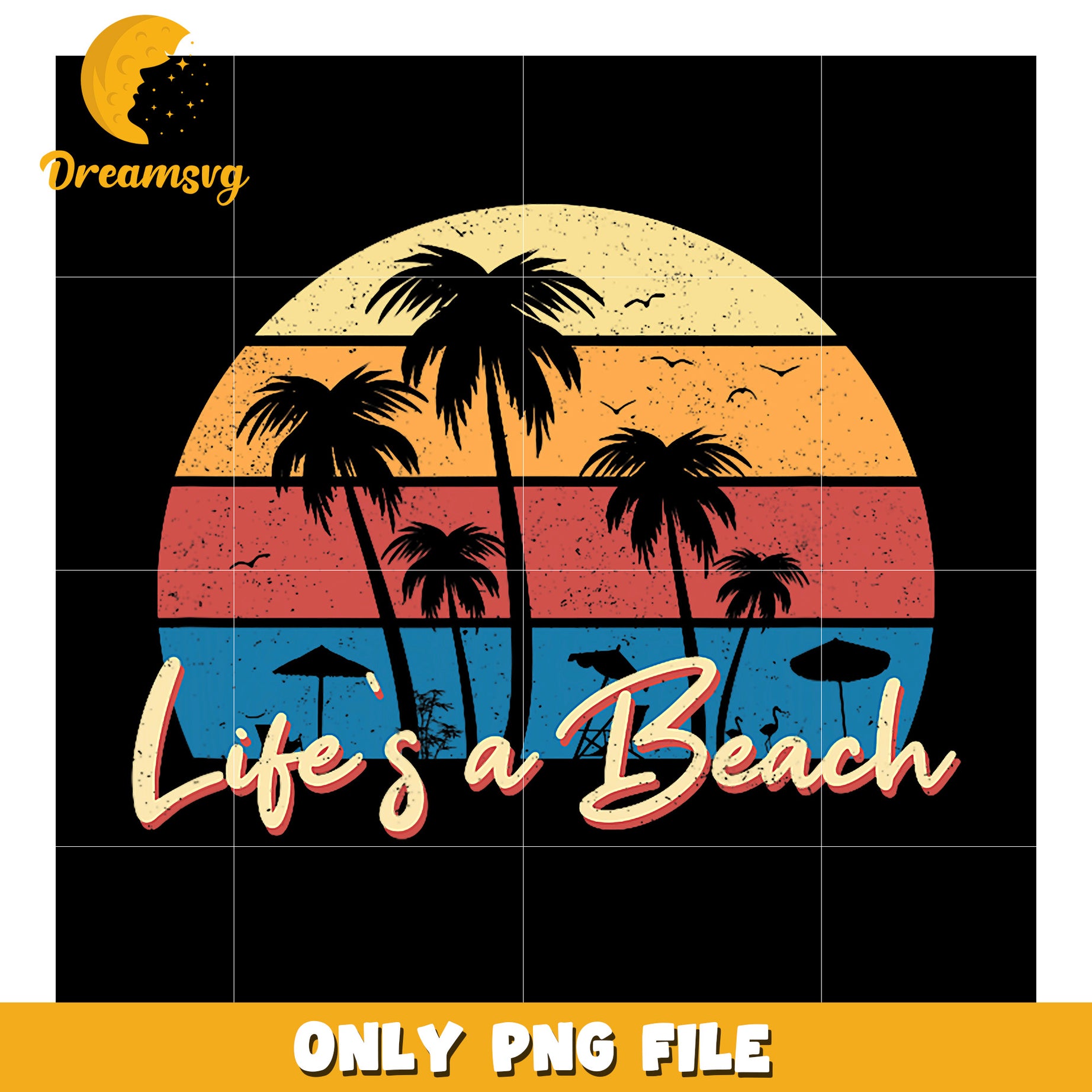 Vintage Beach Sunset PNG Life's a Beach