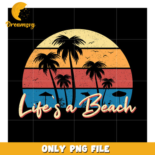 Vintage Beach Sunset PNG Life's a Beach
