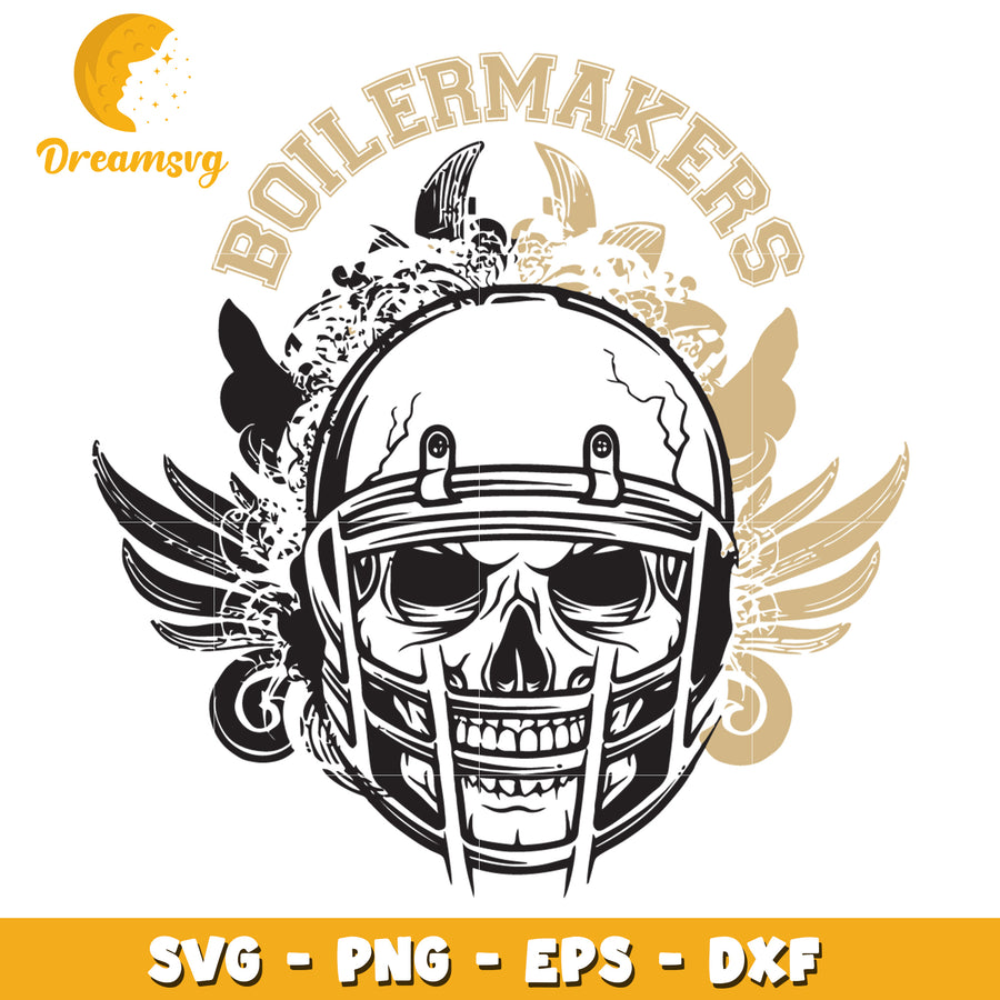 Vintage Boilermakers Skull Helmet SVG Design for Print and Cut