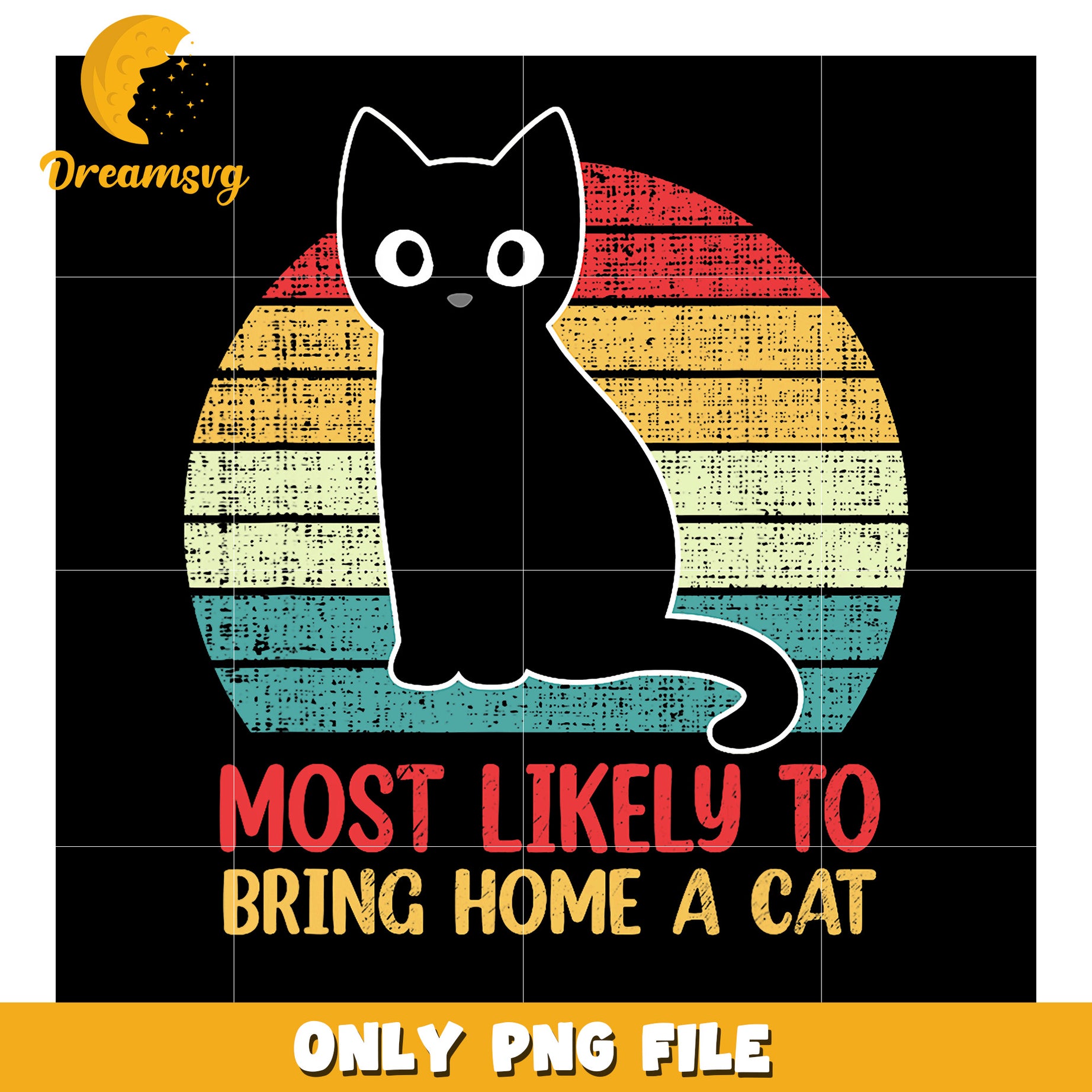 Vintage Cat Sunset PNG Most Likely to Bring Home a Cat