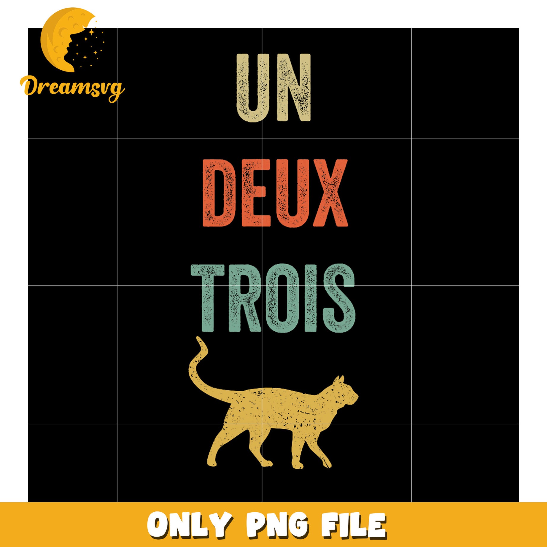 Vintage Cat Un Deux Trois PNG Design